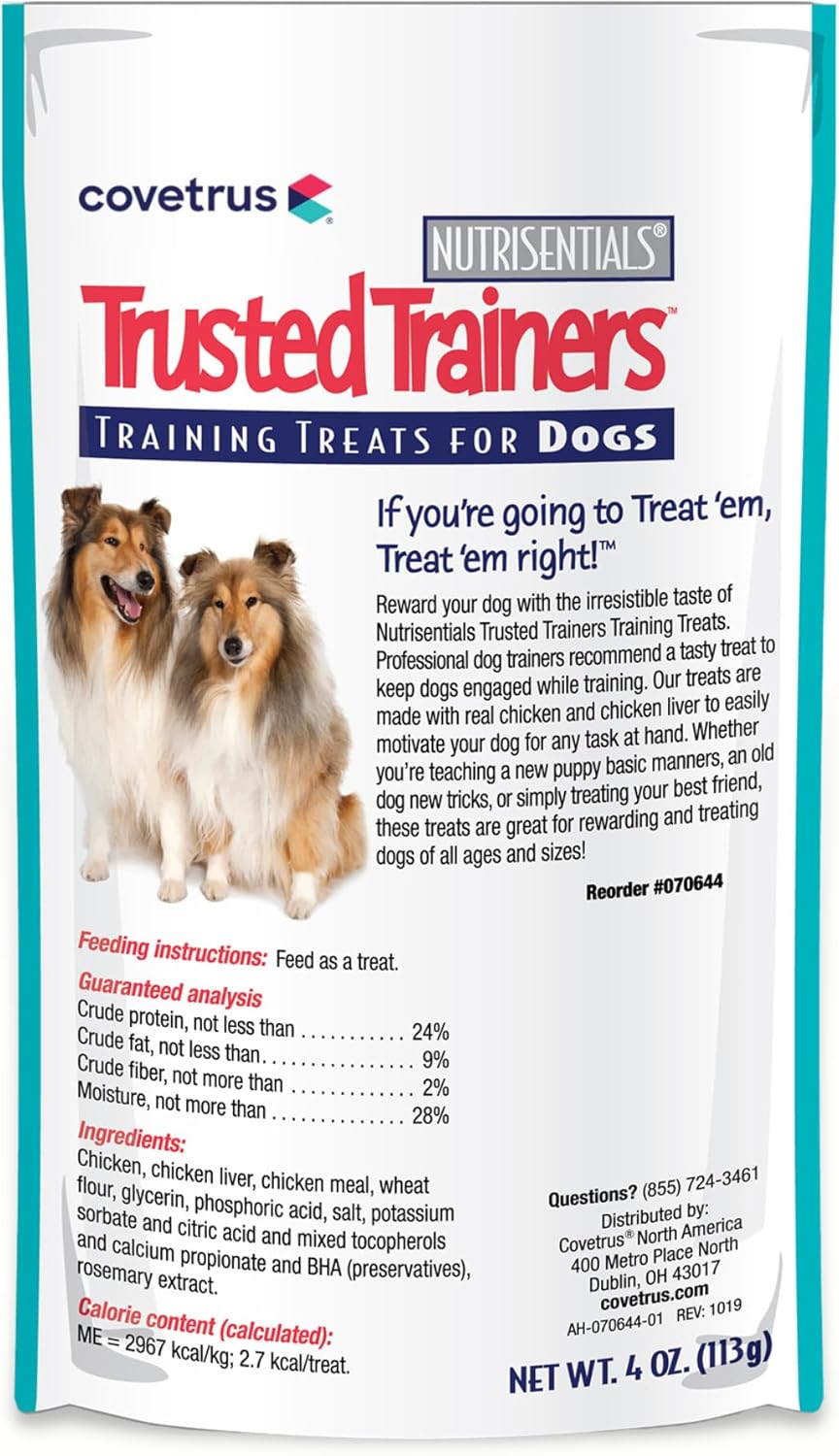 Covetrus NutriSentials Trusted Trainers – Golosinas suaves para perros pequeños, medianos y grandes, sabor a pollo, paquete de 3, 4 onzas