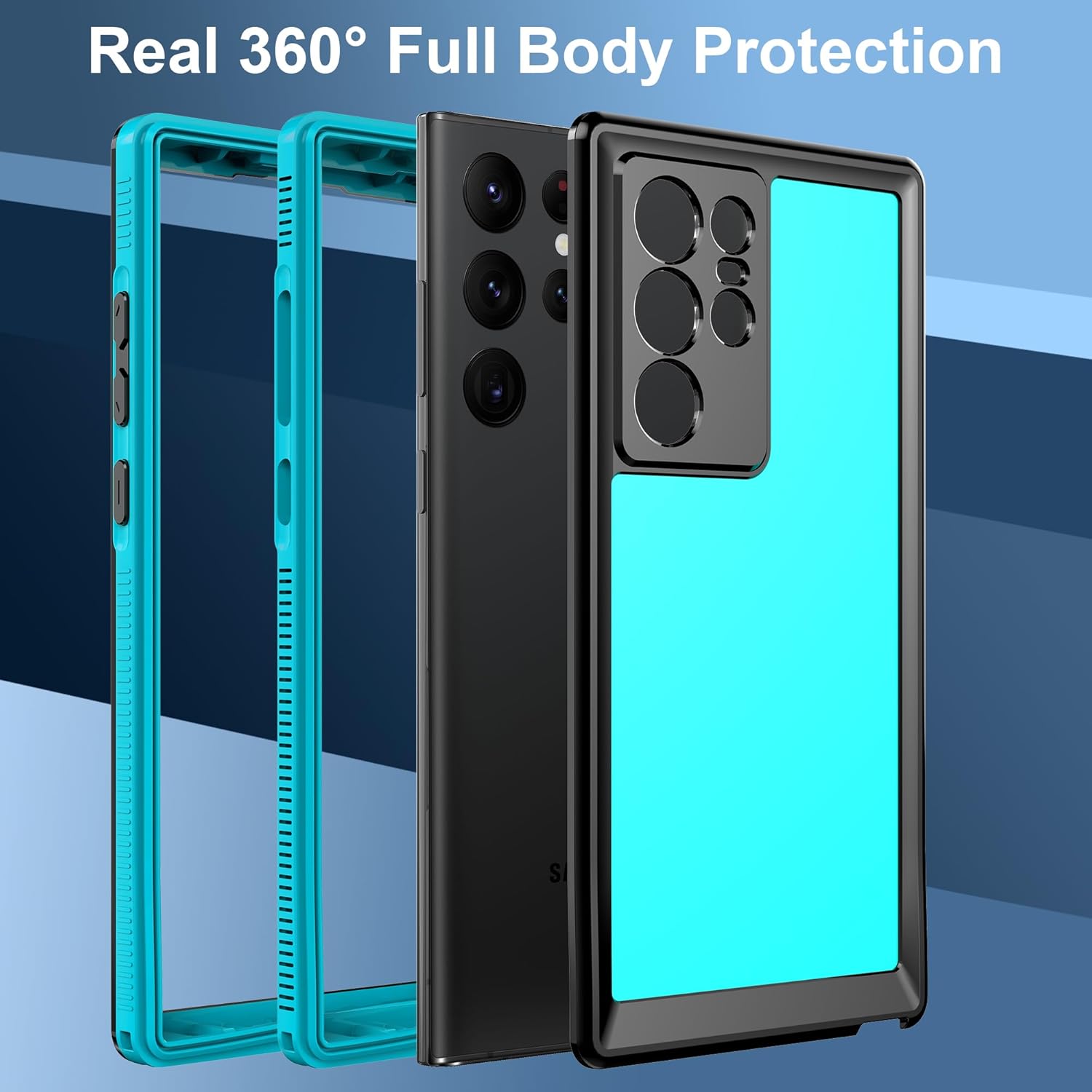 Ezanmull Funda impermeable para Samsung Galaxy S22 Ultra con protector de pantalla integrado, a prueba de polvo, a prueba de golpes, a prueba de