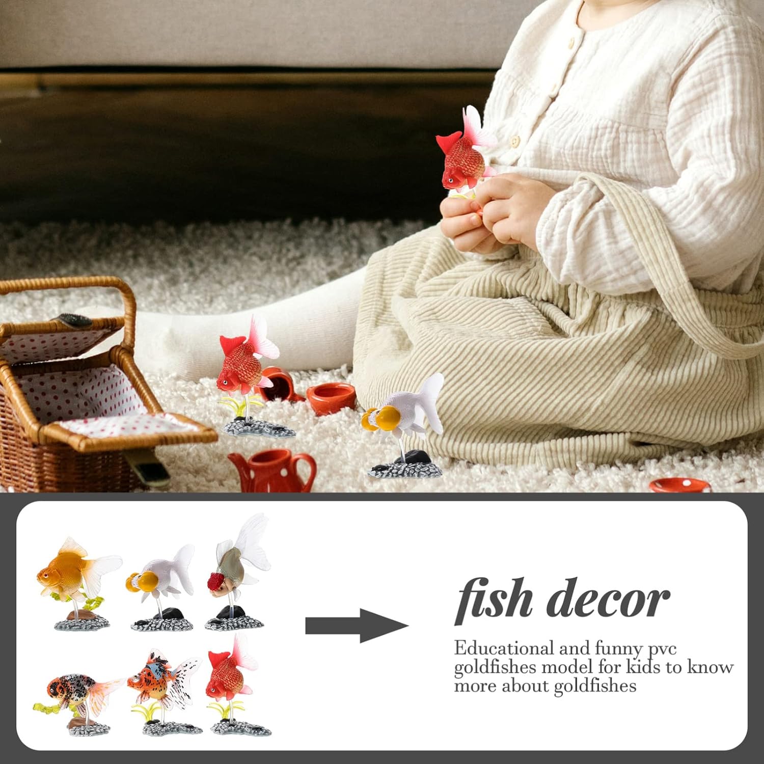 Zerodeko 6 piezas de pequeños modelos de peces dorados, figuras de peces en miniatura, decoración de micro paisaje, figuras decorativas de peces