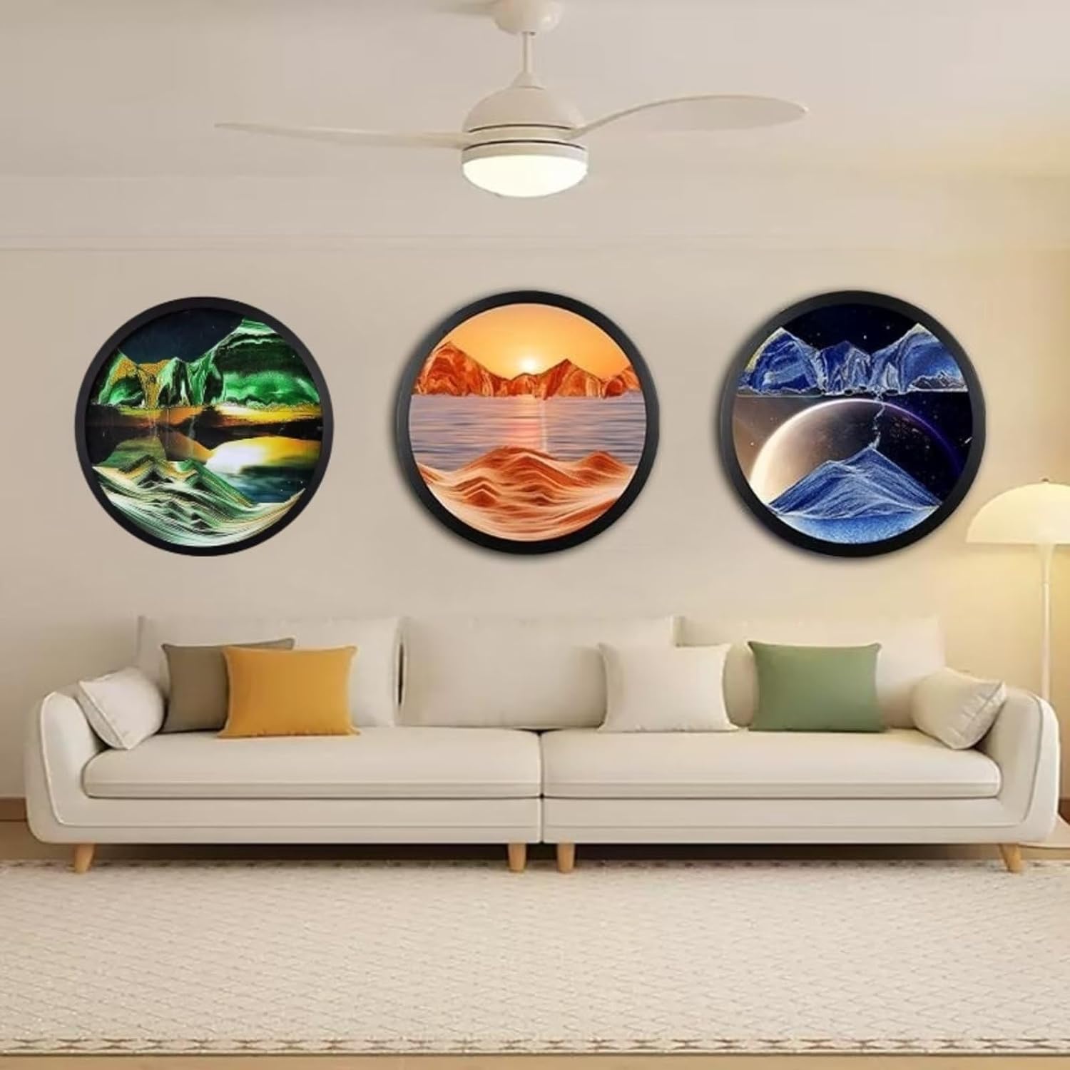 BGFJYUK Decoración artística de arena móvil de 11.4 pulgadas, arte de arena para montar en la pared, escultura dinámica 3D de movimiento líquido,