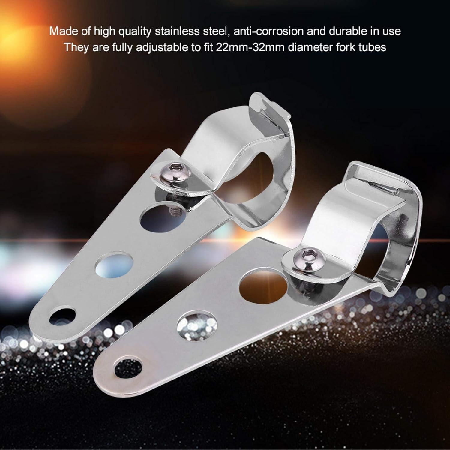 – Soporte para faros delanteros de motocicleta, 2 soportes de montaje de faros Horquilla Racer 1.102 in-1.339 in (Plata)