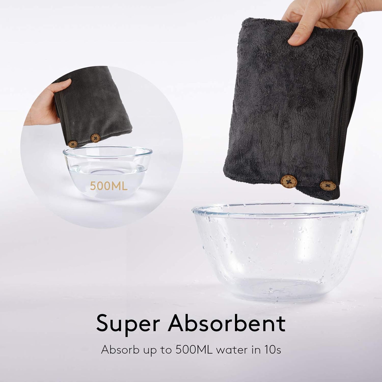 KinHwa Toalla de microfibra para el cabello, súper absorbente, de 28 x 12 pulgadas, toalla grande para cabello seco para mujeres, cabello húmedo