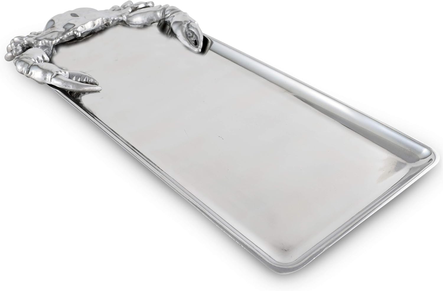 Arthur Court Designs – Bandeja oblonga de cangrejo de aluminio, bandeja para servir alimentos, tema costero, océano, metal, calidad artesanal,