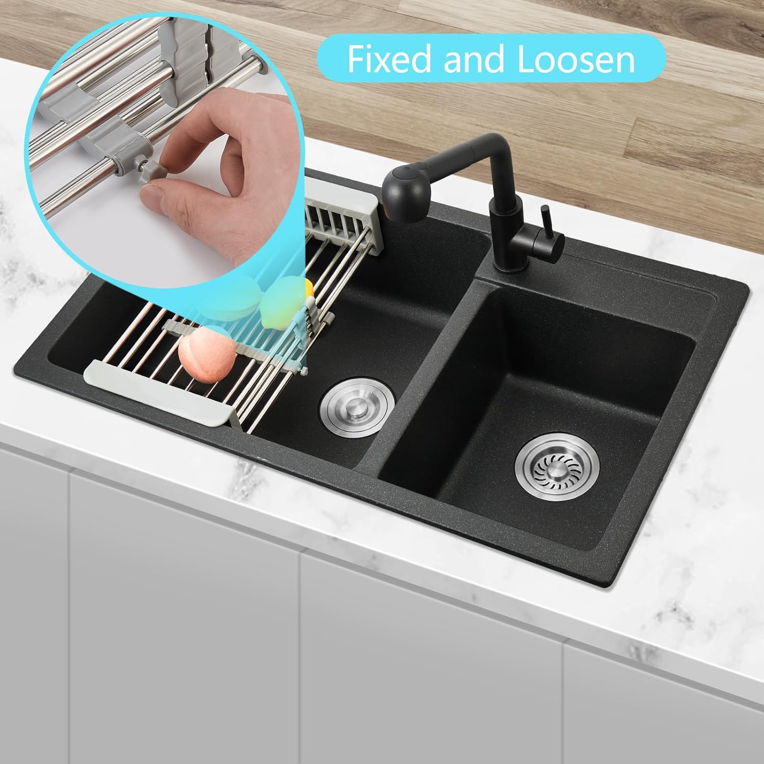 Colador extensible para cocina sobre el fregadero, cesta colador para fregadero de cocina, colador coladorutilizado para limpieza de verduras y