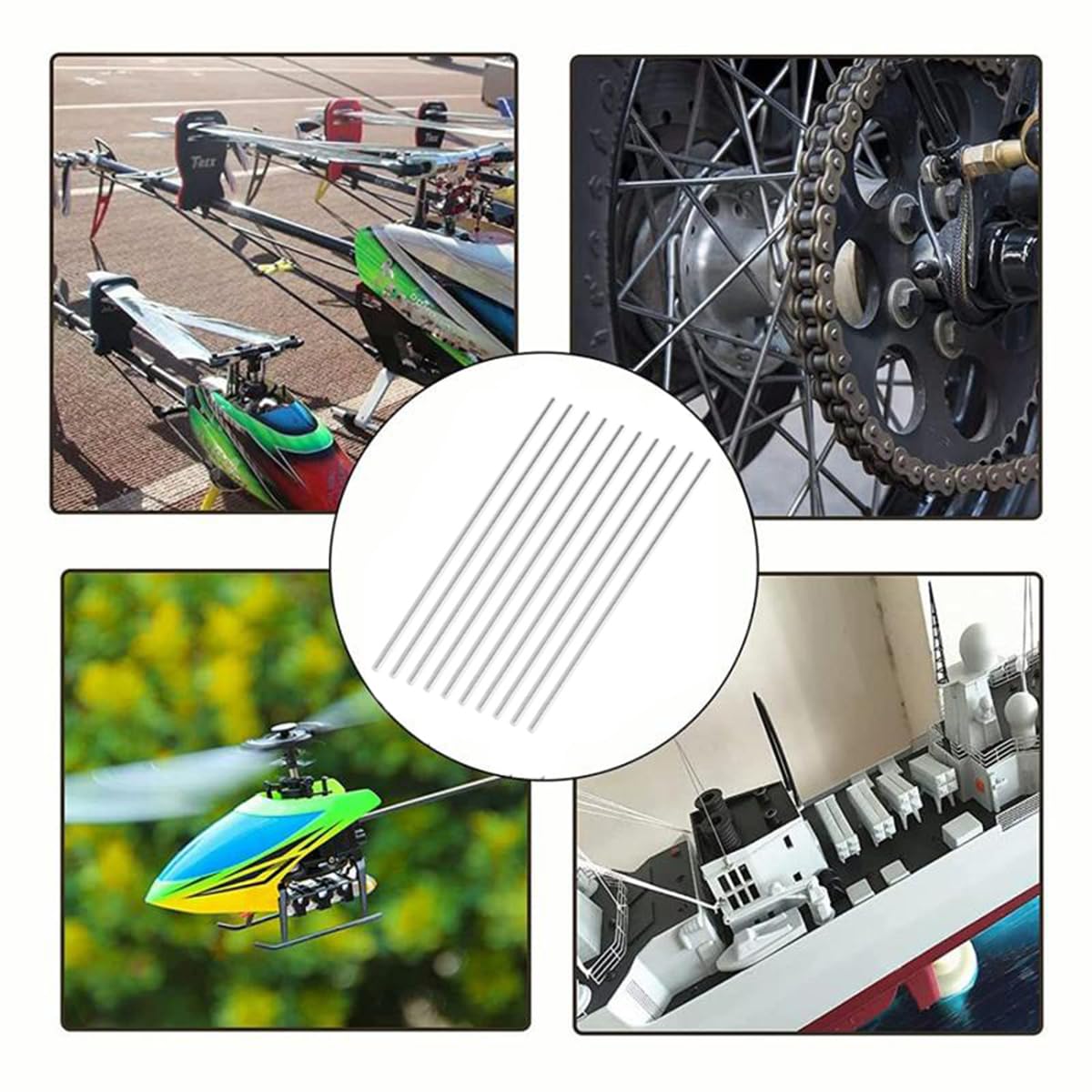 Varilla redonda de acero inoxidable 304, varillas de metal sólido para torno para manualidades, modelo, automóvil, helicóptero, avión (0.079