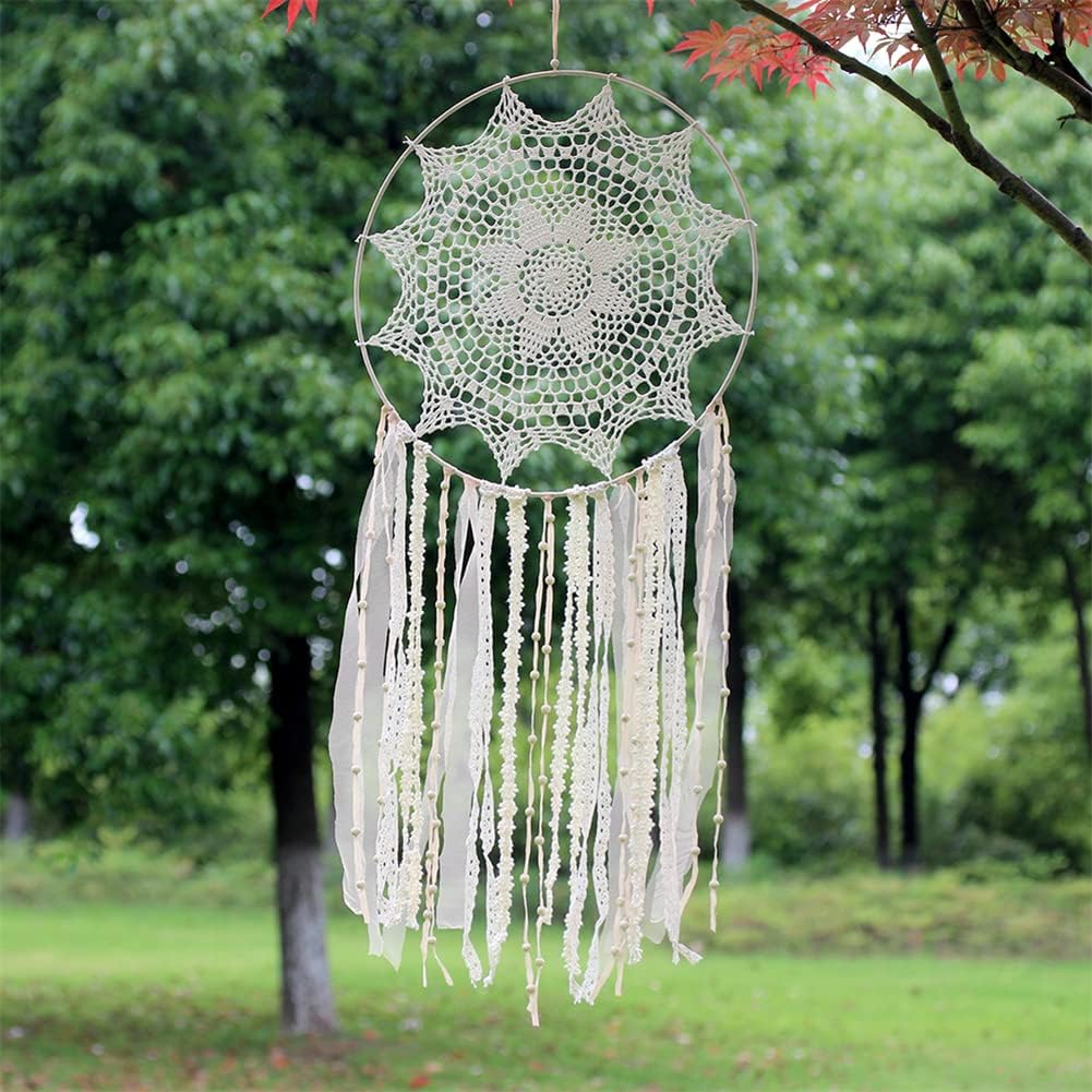 Atrapasueños de macramé  Atrapasueños de borla beige hecho a mano  Adornos colgantes bohemios para dormitorio, sala de estar, guardería, hogar,
