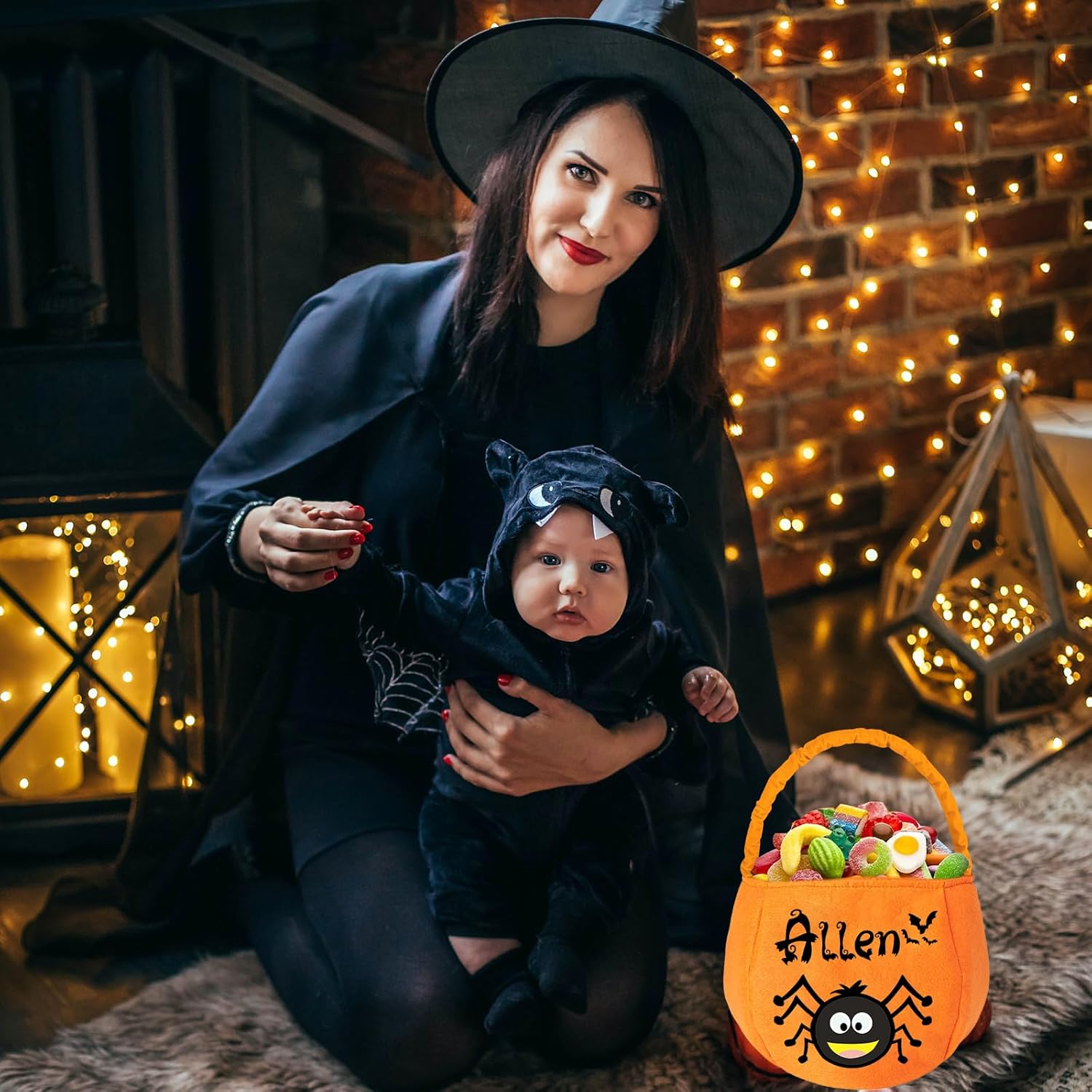 Cesta personalizada de Halloween, bolsa de cubo personalizada con nombre personalizado, bolsa de mano de calabaza, regalos para niños y niñas,