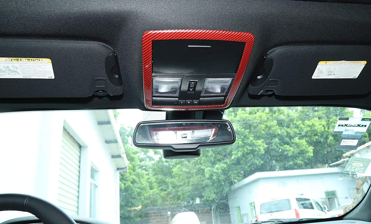 GZXinWei Marco de luz de lectura para Dodge Challenger 2010-2023, decoración de cubierta adhesiva de fibra de carbono roja interior