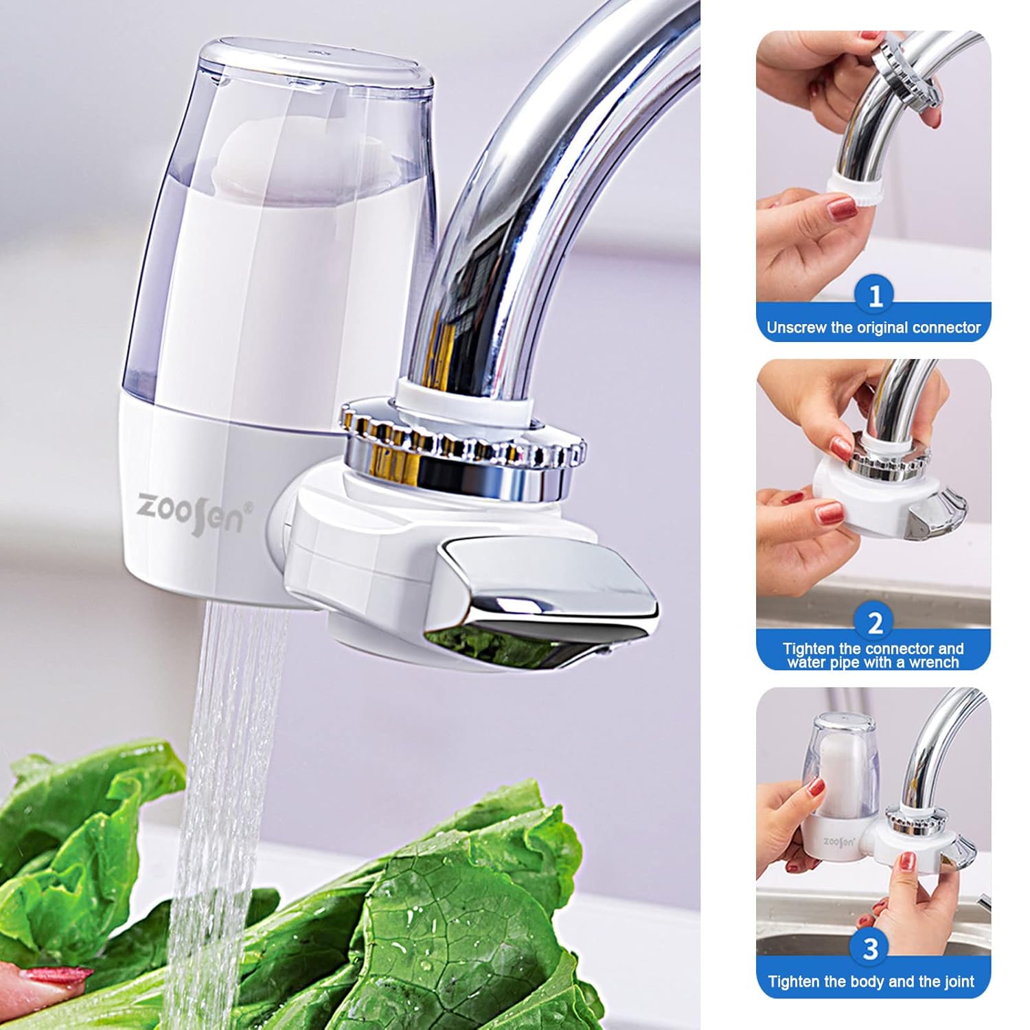 Filtro de agua para grifo, sistema de filtro de grifo de agua del grifo, purificador de agua se adapta a grifos estándar para el hogar, cocina, baño