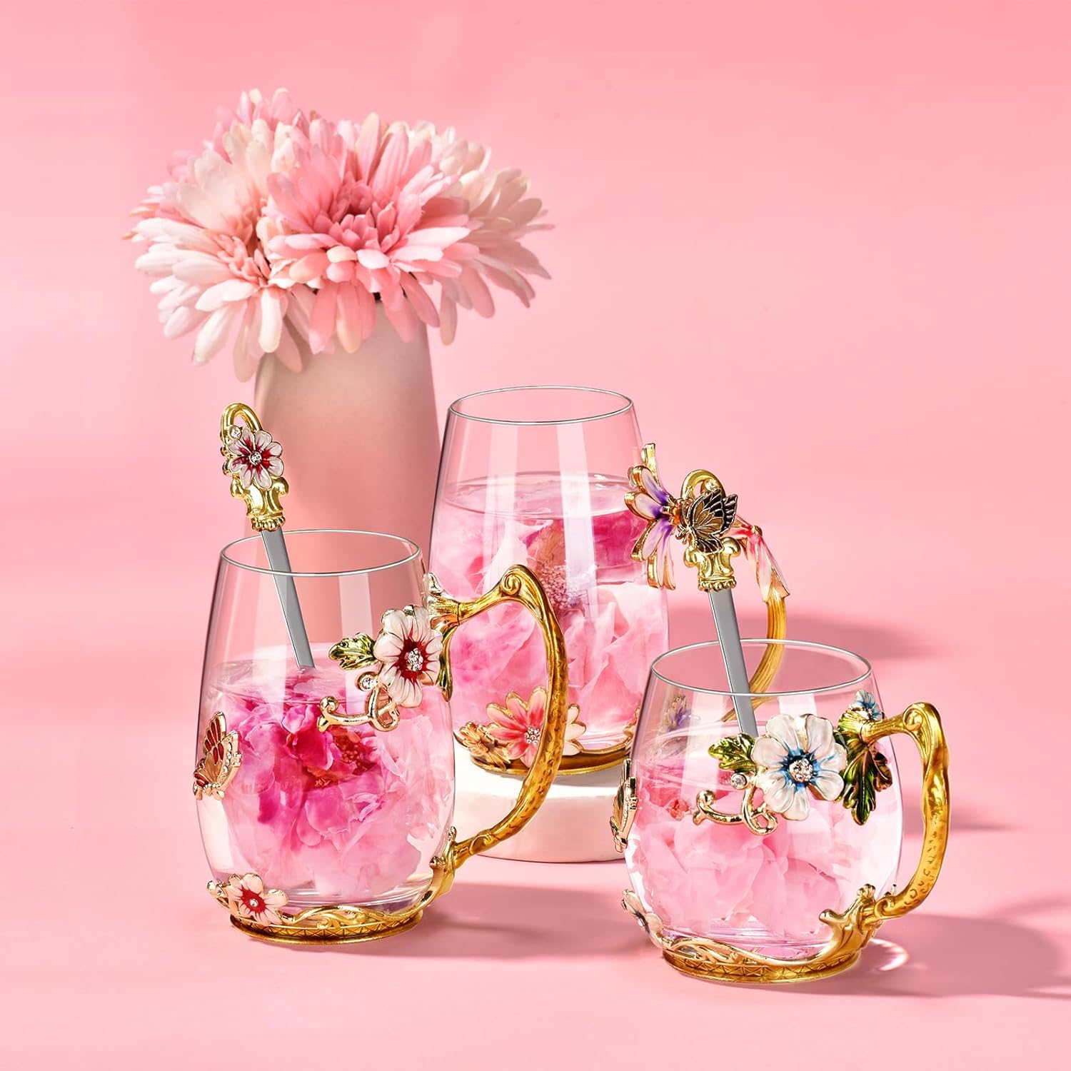 Wisolt Regalos de cumpleaños para mujeres, regalos para el día de la madre, taza de té de vidrio esmaltado, regalos para ella, mamá, abuela,