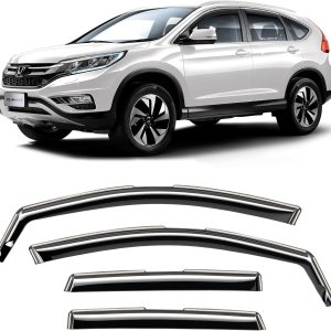 CLIM ART Protectores de lluvia increíblemente duraderos en canal compatibles con Honda CR-V 2012-2016, deflectores de ventana originales, viseras de CLIM ART Protectores de lluvia increíblemente duraderos en canal compatibles con Honda CR-V 2012-2016, deflectores de ventana originales, viseras de