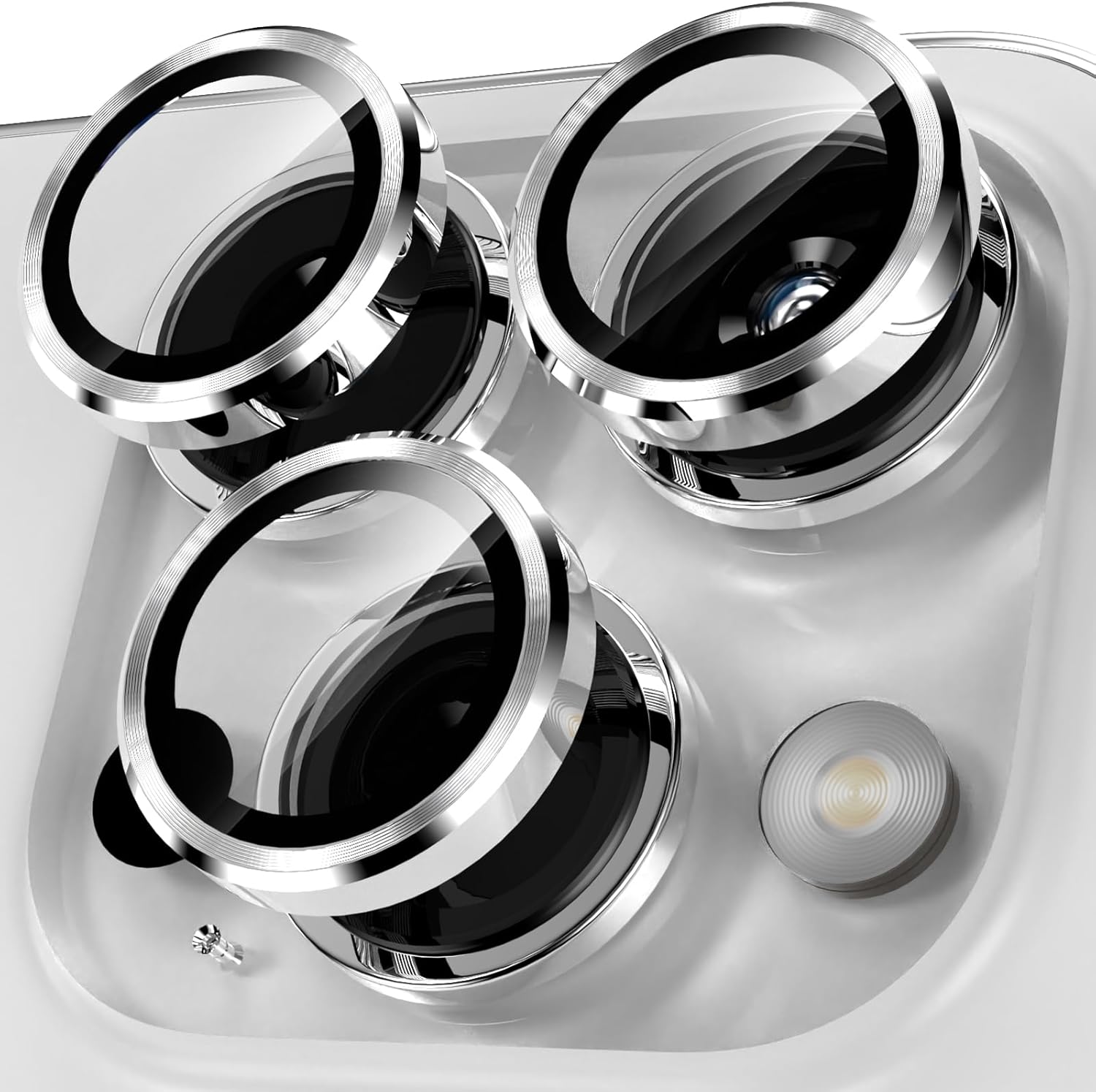 YWXTW Protector de lente de cámara para iPhone 15 ProiPhone 15 Pro Max, bandeja de instalación de 1 paso Protector de pantalla de vidrio templado,