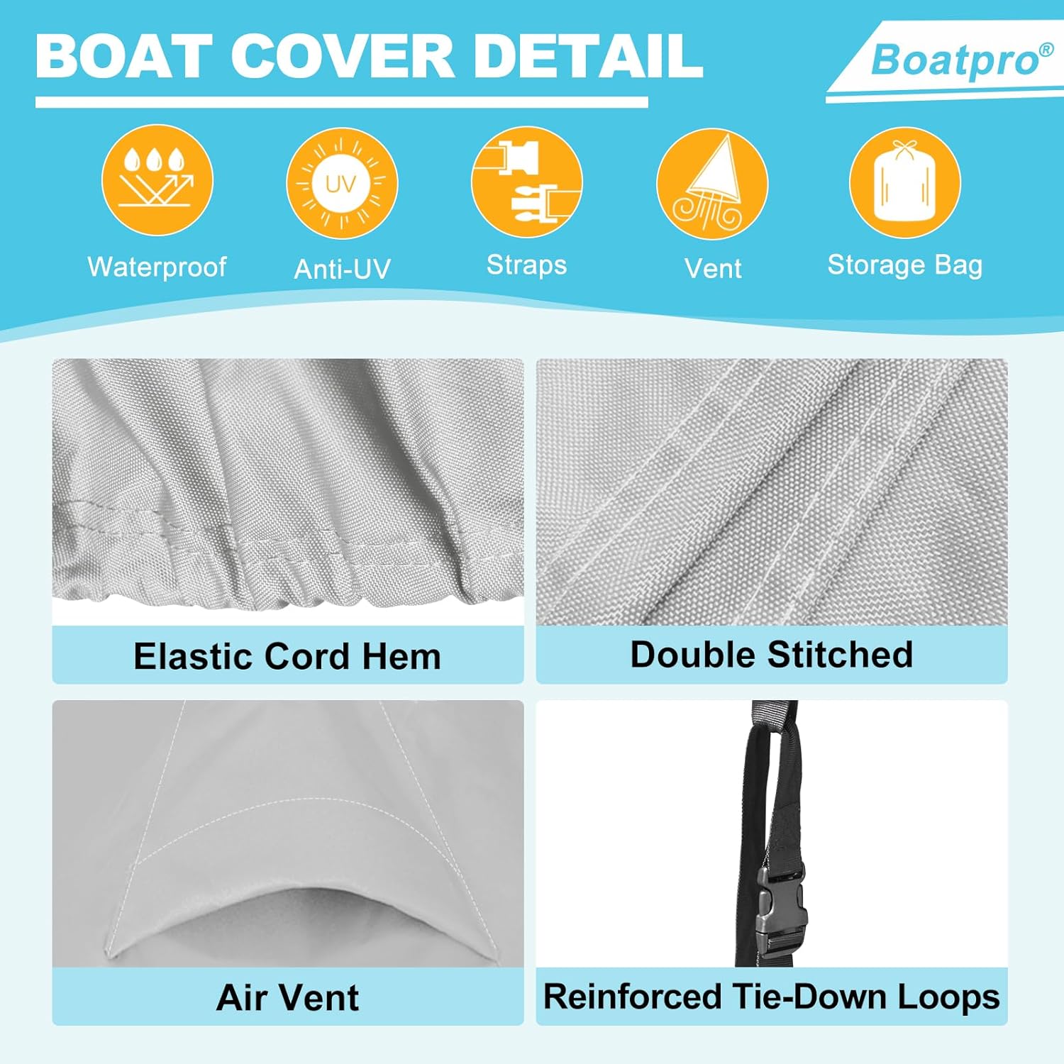Cubierta impermeable para consola central de barco de 17 a 19 pies, lona de poliéster de grado marino 900D resistente de 17 pies 18 pies 19 pies,