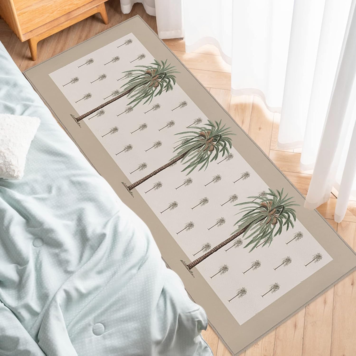 Tapetes de cocina para pasillos, verano tropical, palmera, palmera, marrón, lavable, antideslizante, para lavandería, baño, baño, 23.6 x 70.9