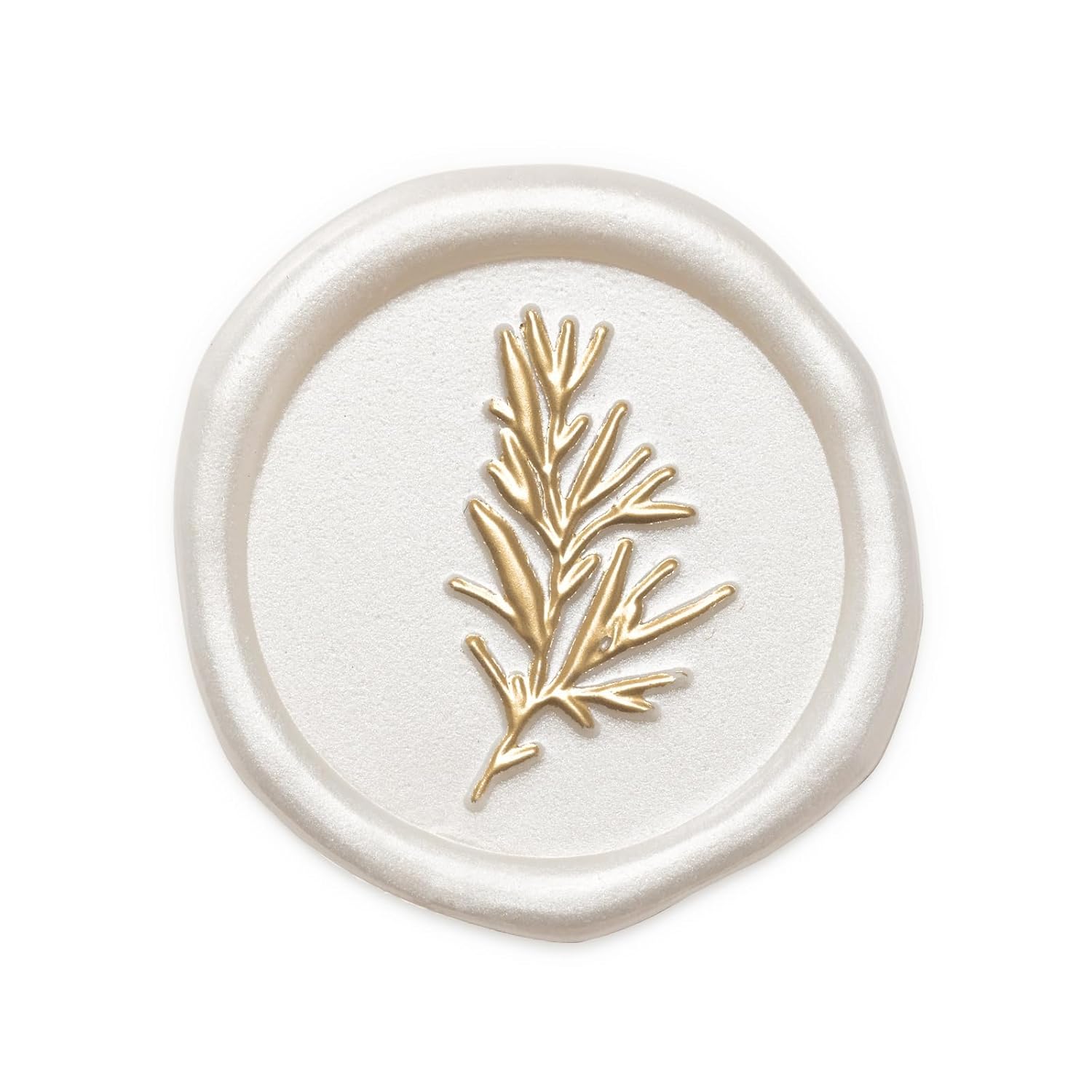 UNIQOOO Calcomanías de sello de cera, calcomanías de sello de invitación de boda de romero, 50 unidades autoadhesivas de color blanco perla con
