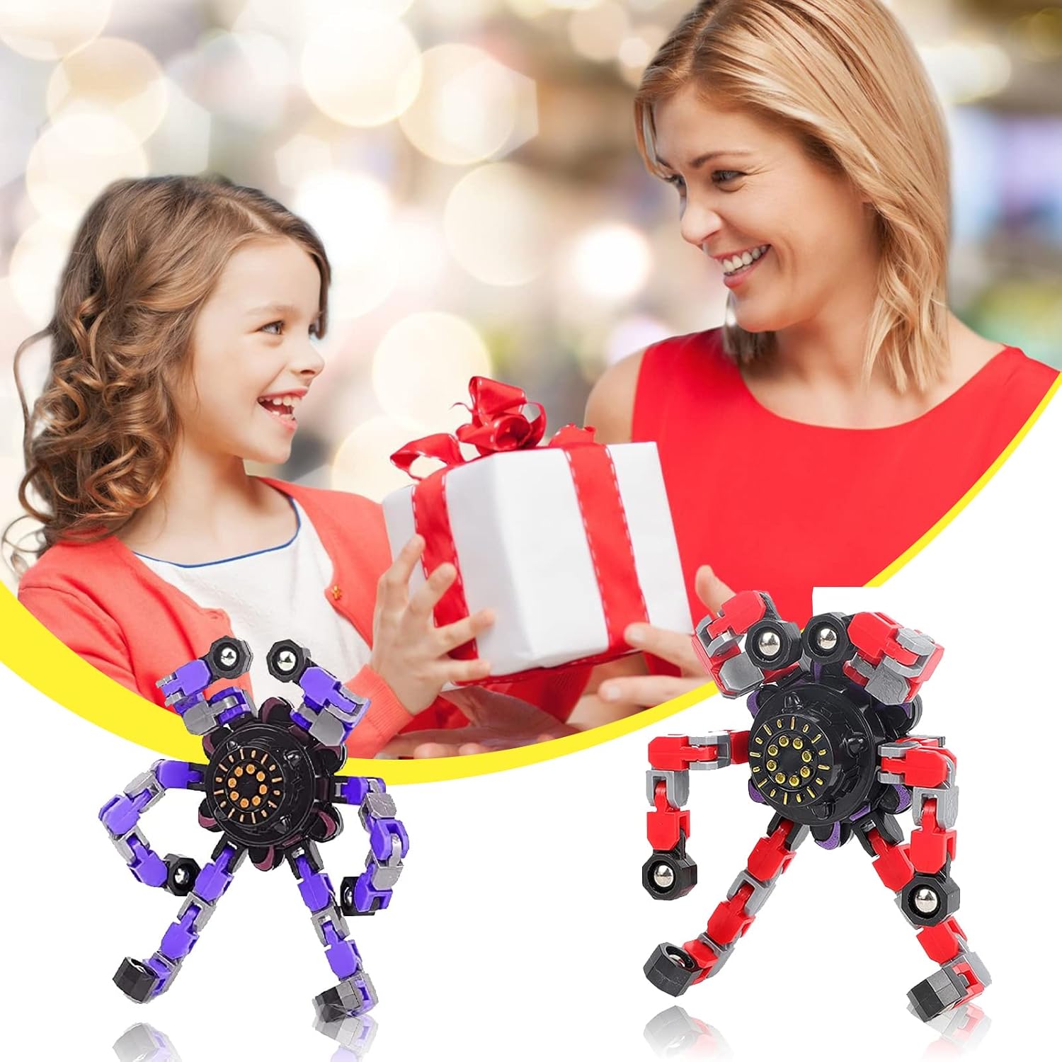 4 piezas Fidget Spinners Transformable Dedo Punta de los Dedos Robot Juguete DIY Robot Deformable Divertido Juguete Fidget Juguete para Adultos Niños