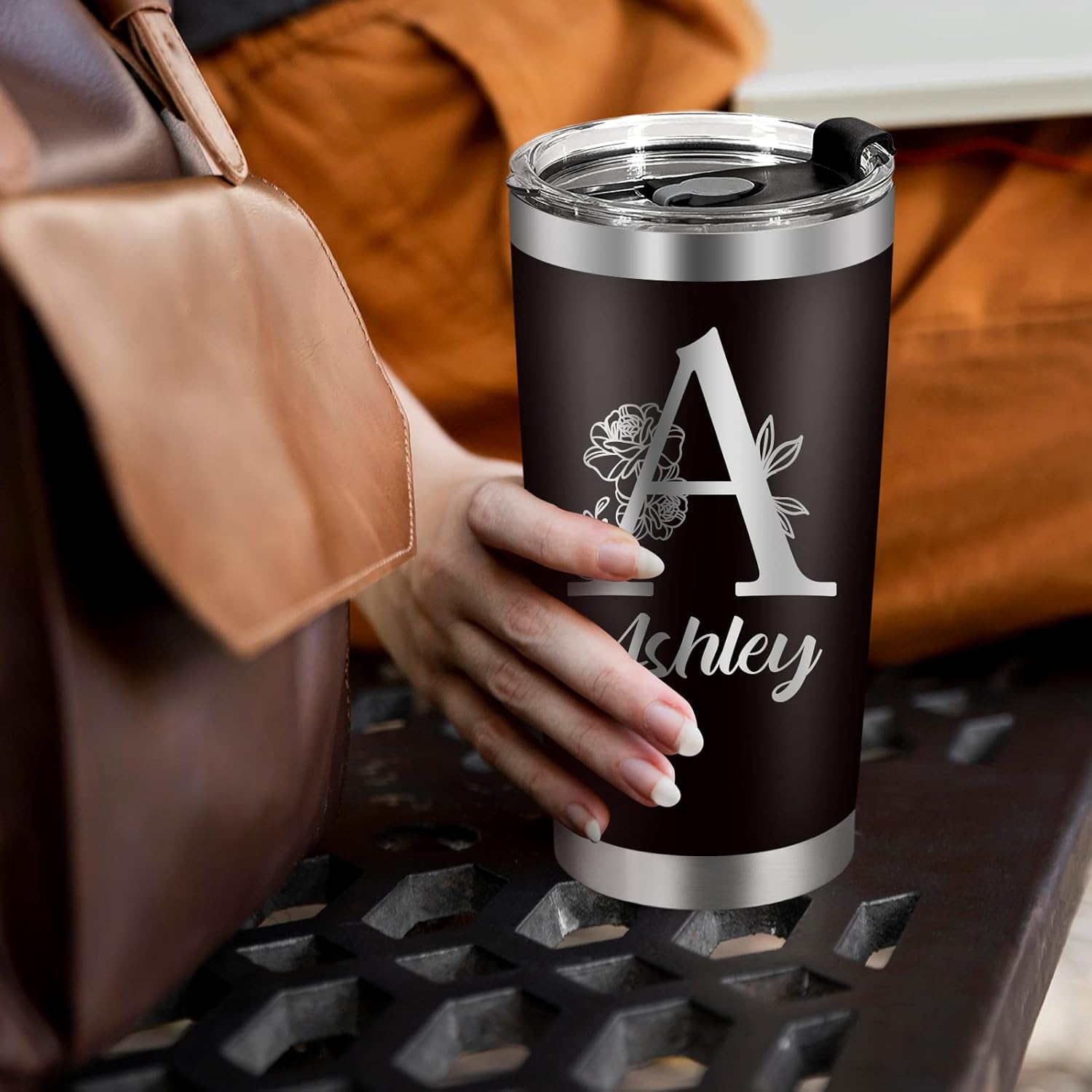 Vaso personalizado con grabado láser, vasos de café personalizados con tapas y pajitas, vaso de viaje de acero inoxidable de 20 onzas, regalo