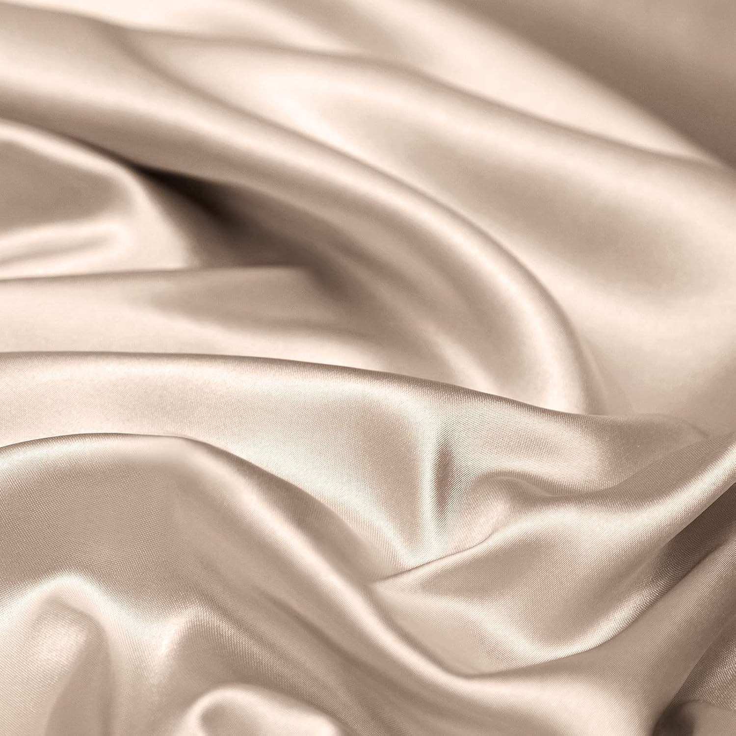Vonty Juego de sábanas de satén suaves y sedosas tamaño King, color beige ámbar, 1 sábana bajera de bolsillo profundo + 1 sábana encimera + 2 fundas