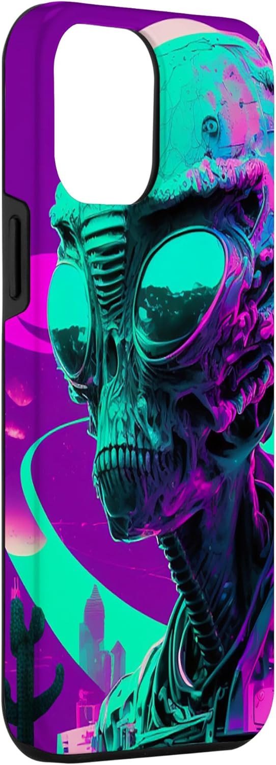 iPhone 12 Pro Max Cool Retro Alien Sunset Tropical Trippy Vaporwave Sky Art Case
