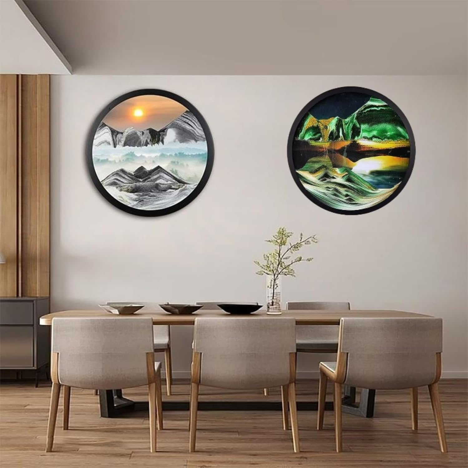 BGFJYUK Decoración artística de arena móvil de 11.4 pulgadas, arte de arena para montar en la pared, escultura dinámica 3D de movimiento líquido,
