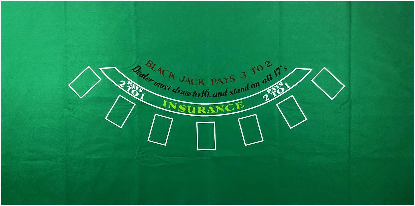 Yuanhe Blackjack – Tapete rectangular de fieltro para mesa, 36 x 72 pulgadas, estilo Las Vegas, color verde, ideal para noches de juegos de póquer,