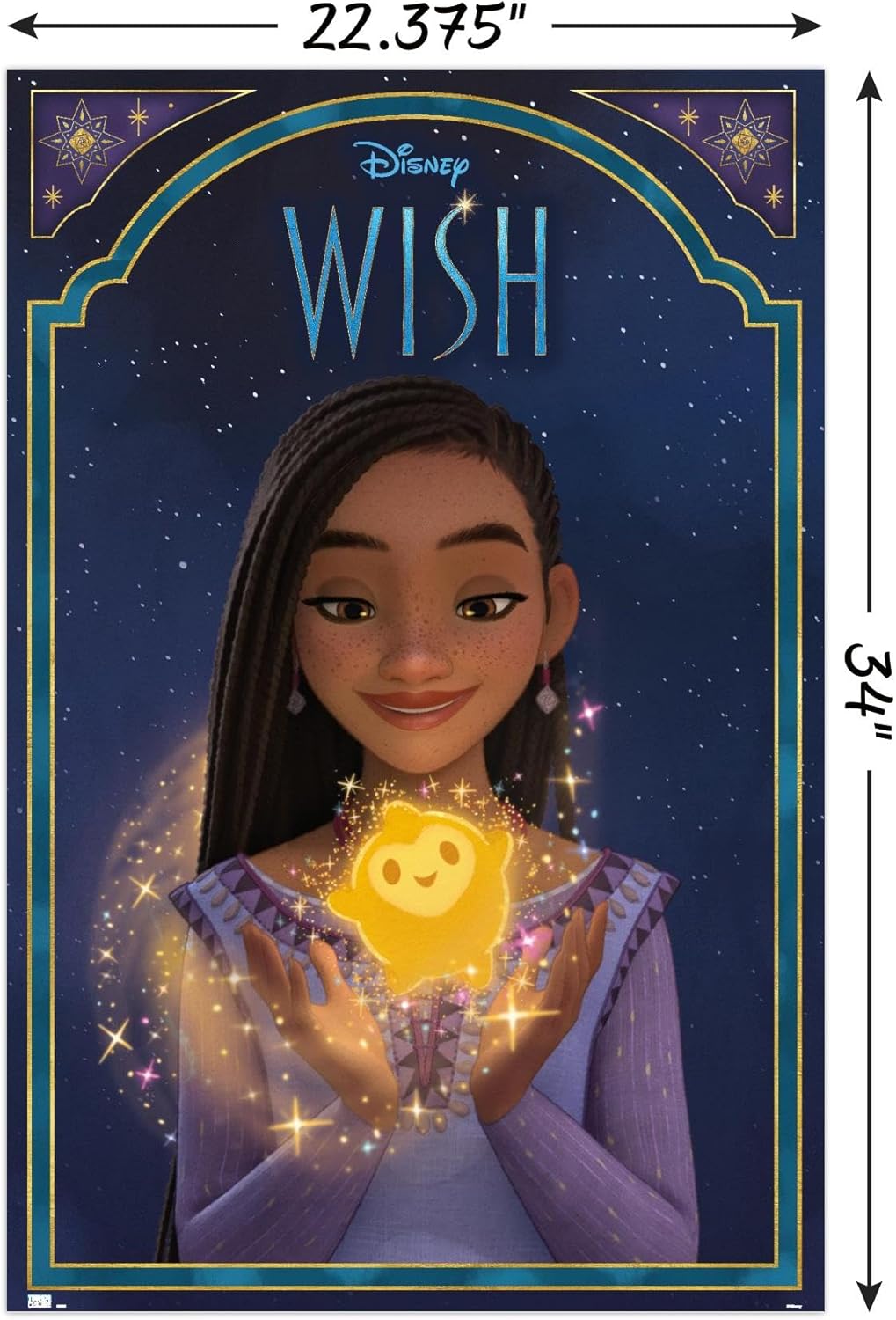 Trends International Disney Wish – Póster de pared de Asha & Star, 22.37 x 34.00 pulgadas, paquete de póster y clip