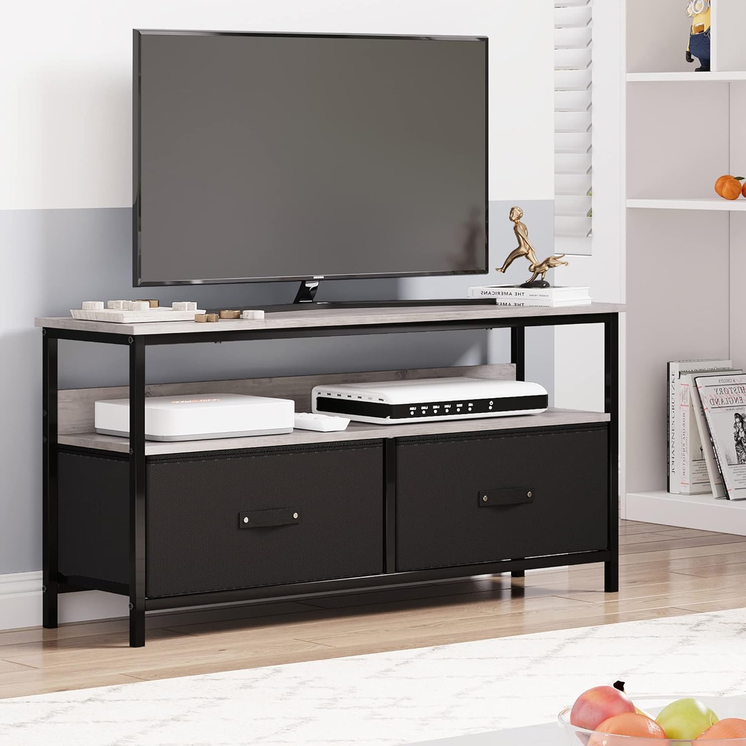 IDEALHOUSE Mueble de TV de 50 pulgadas, centro de entretenimiento con almacenamiento, soporte de TV de 50 pulgadas para dormitorio, soporte de TV