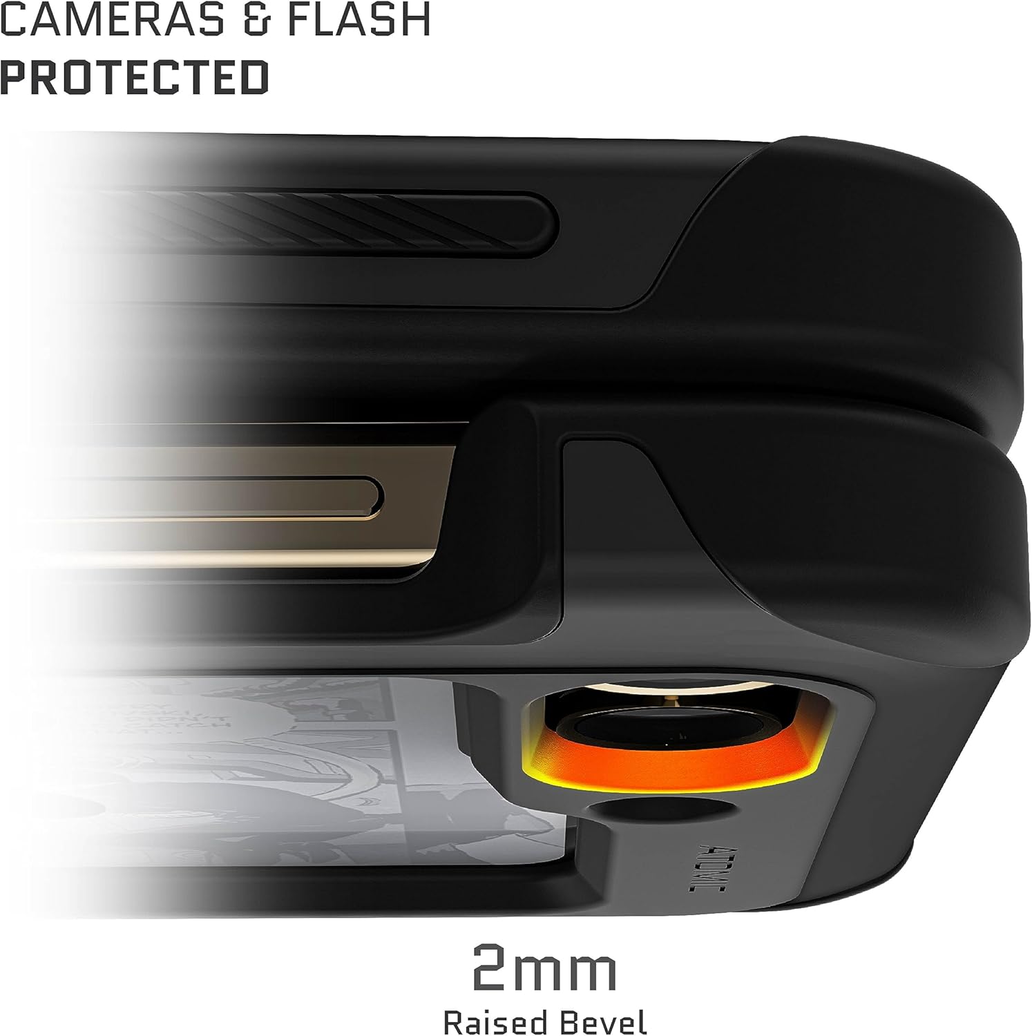 Ghostek ATOMIC – Funda delgada para Galaxy Z Flip5 transparente con parachoques de metal de aluminio negro de primera calidad, resistente,