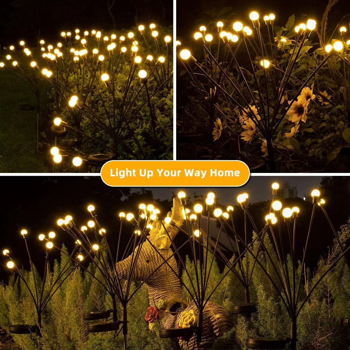 KYEKIO Paquete de 8 luces solares de luciérnaga para exteriores, luces solares para exteriores, impermeables, luces solares decorativas para patio,