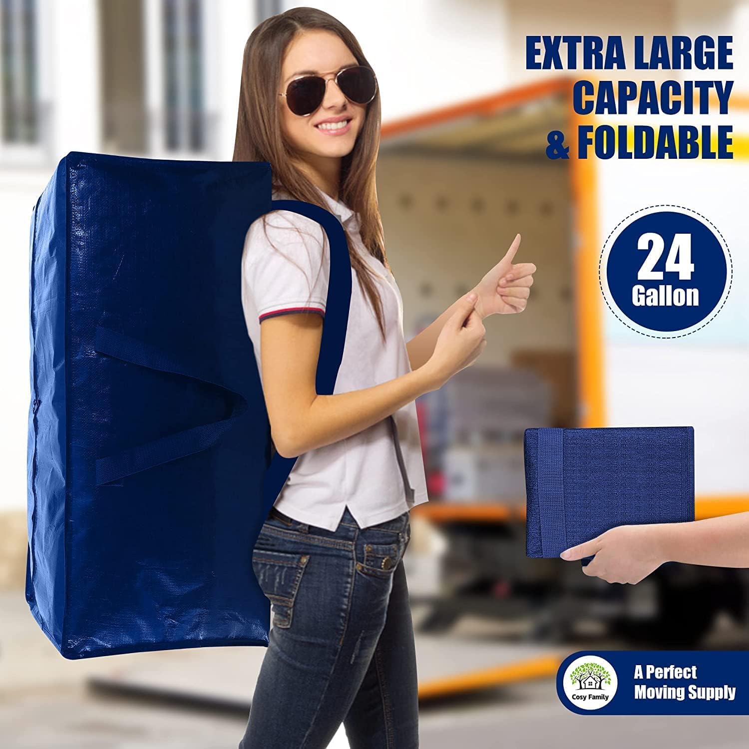 Paquete de 12 bolsas de mudanza resistentes con correas de mochila, asas fuertes y cremalleras, bolsas de almacenamiento para ahorrar espacio,