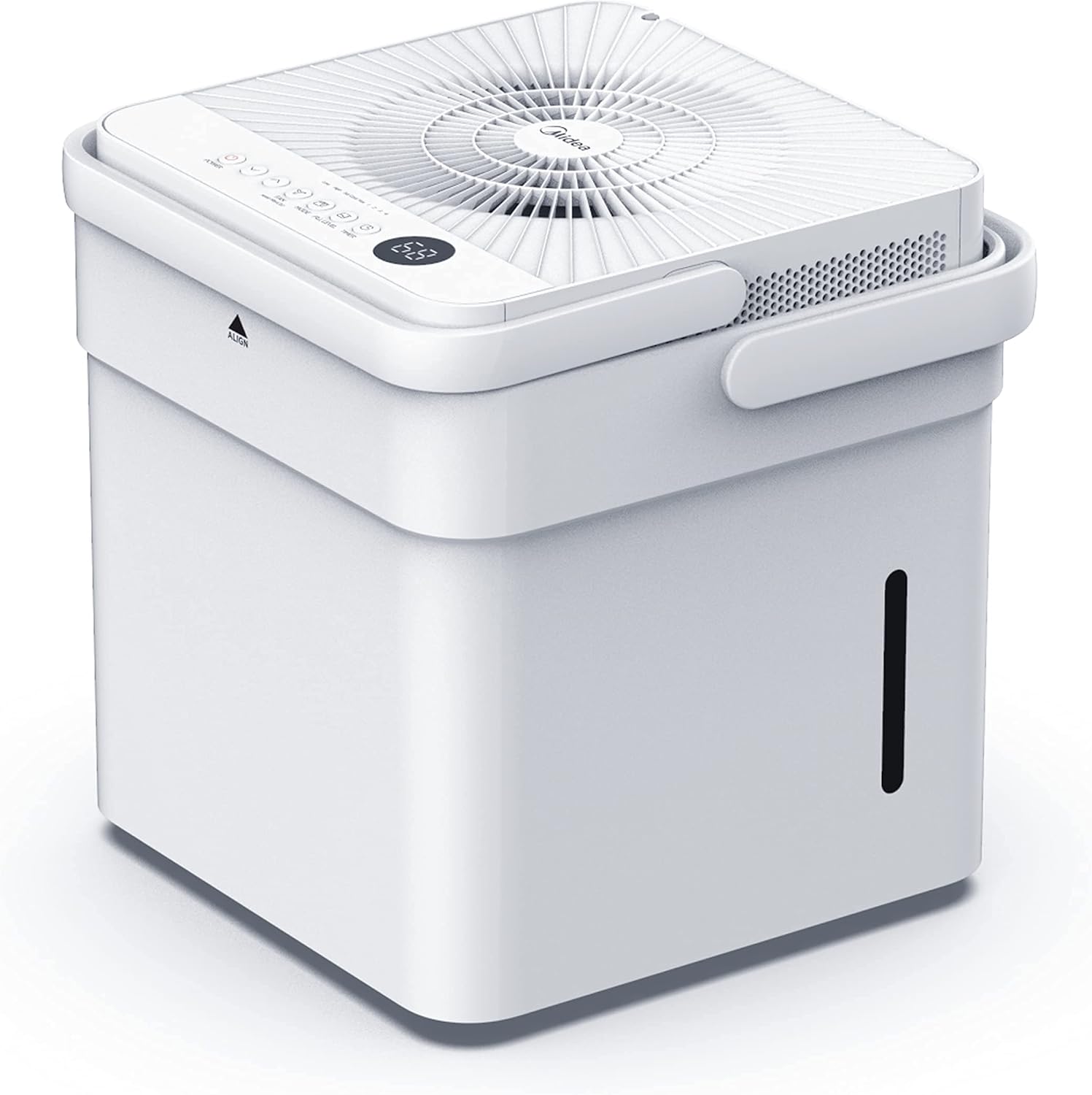 Midea Cubo de 50 pintas deshumidificador para sótano y habitaciones en casa para hasta 4,500 pies cuadrados, bomba incorporada, manguera de drenaje