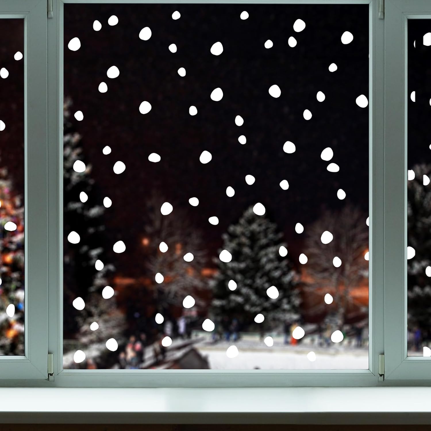 AnyDesign – 214 calcomanías de ventana de Navidad de doble cara blanca de Navidad irregulares para ventana, calcomanías de ventana de vacaciones de