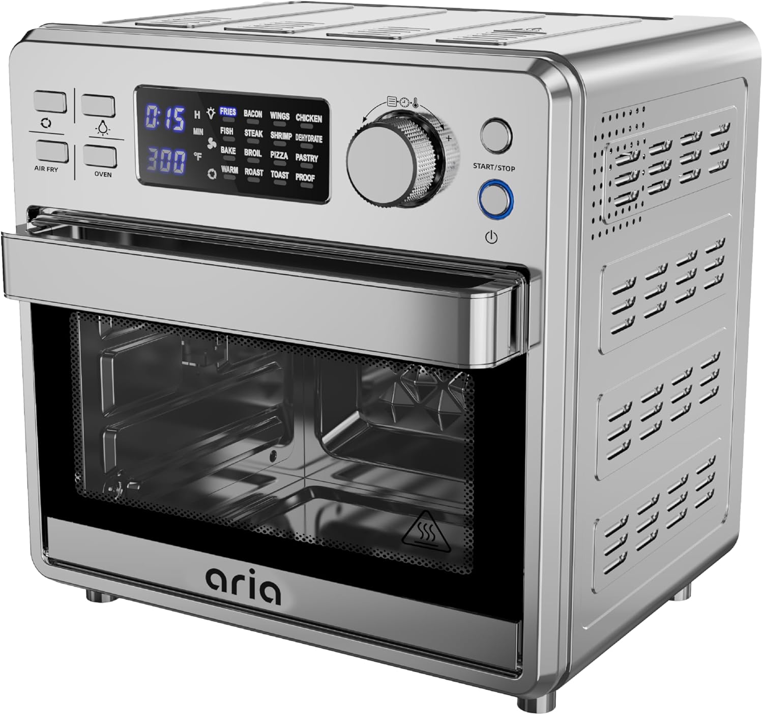 Ariawave – Mini freidora de aire y horno tostador de 16 cuartos de galón, multifuncional con 15 ajustes preestablecidos, freír, hornear, asar,