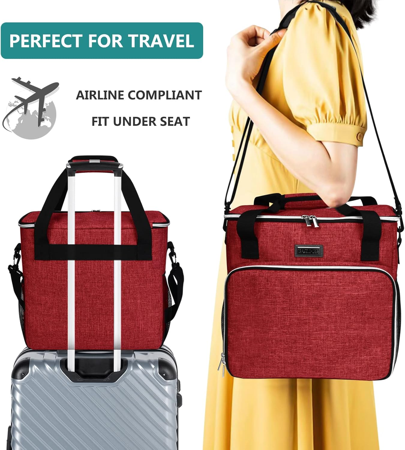 BAGLHER Bolsa de viaje para perros, bolsa de viaje para mascotas (todos los suministros de viaje para mascotas), con 2 recipientes de comida para