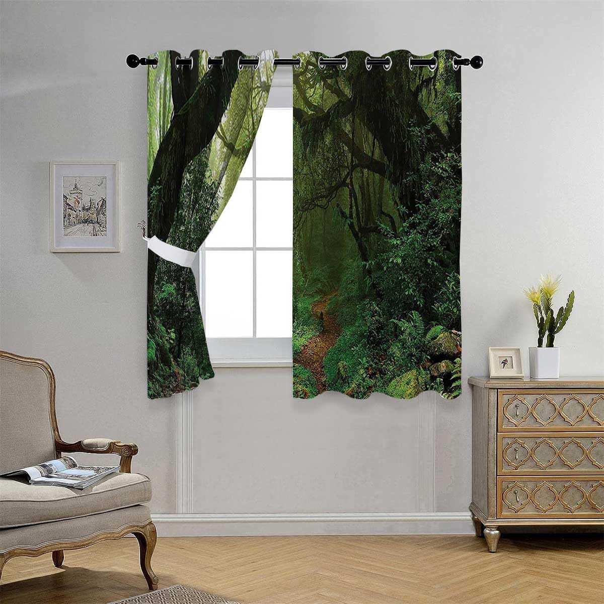 YANFENQI Cortinas para Habitacion – Decoraciones de selva tropical a prueba de sonido para puertas, cortinas opacas con ojales, 55 pulgadas de ancho