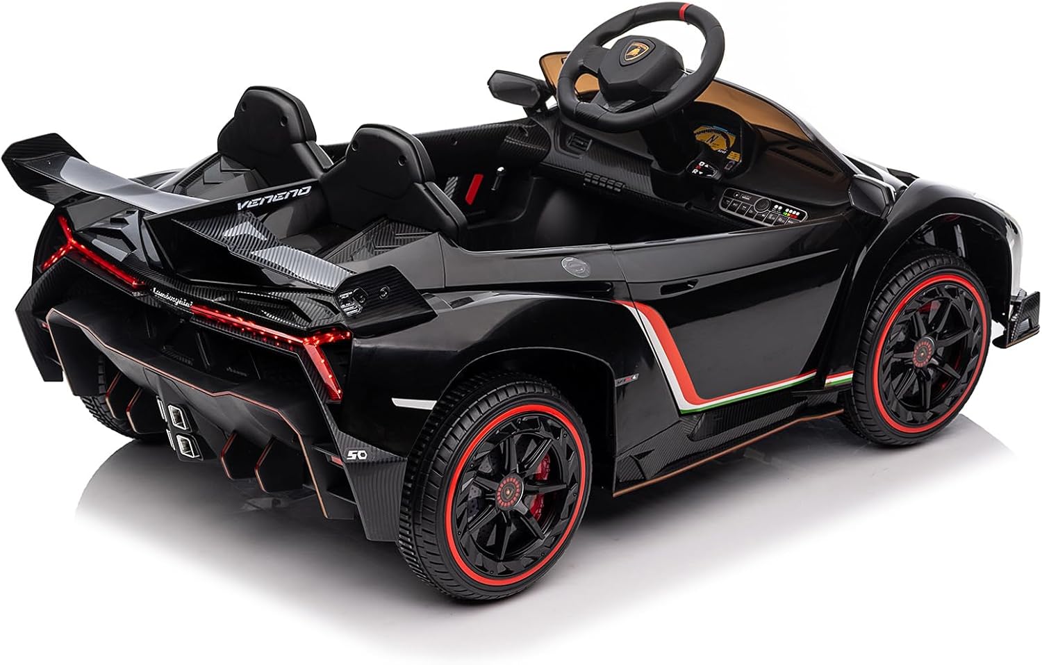 Lamborghini Venono – Coche eléctrico para niños con licencia de 12 V con control remoto para padres, puerta de tijera, 3 velocidades, faros LED,