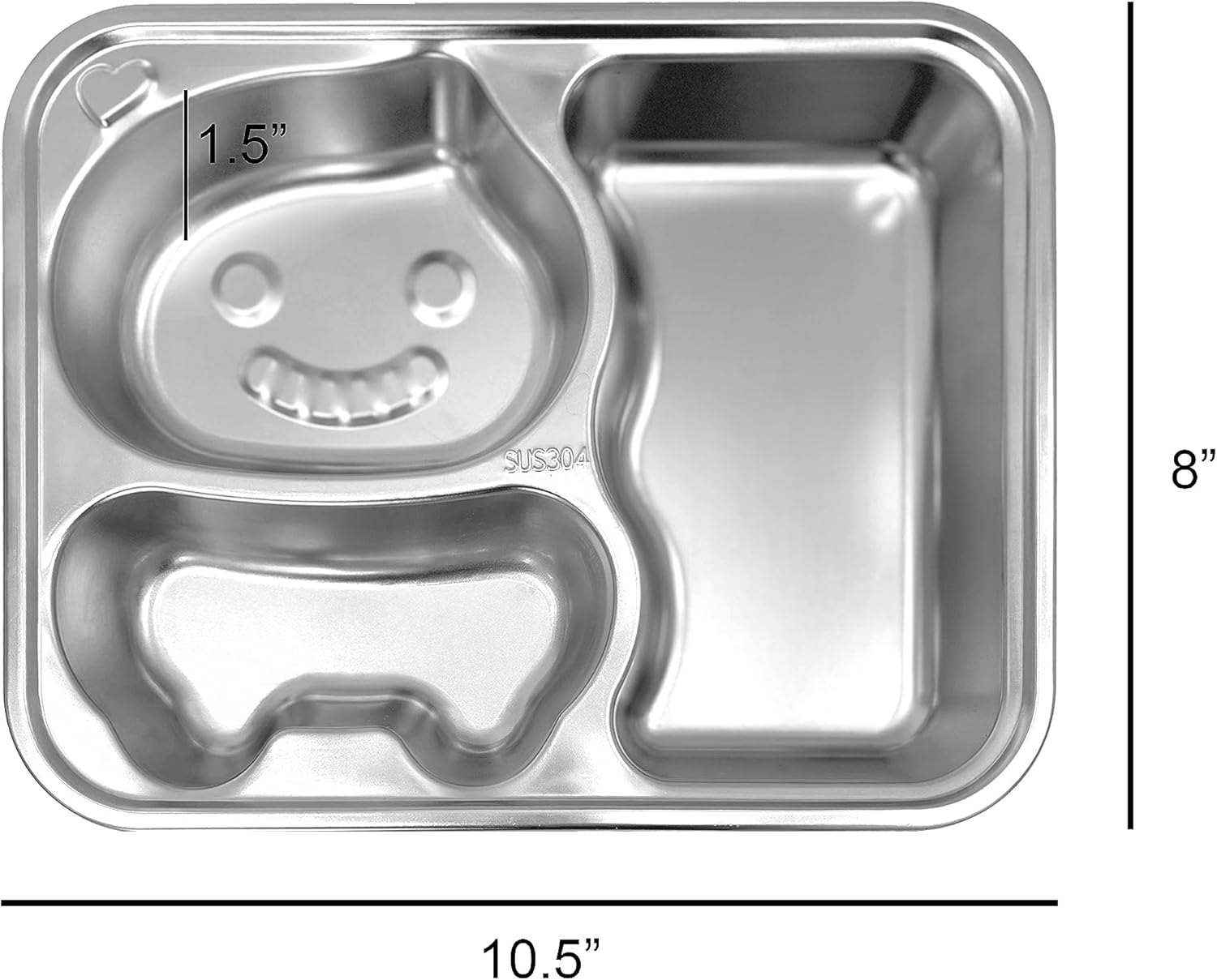 Song & Co Platos de acero inoxidable para niños, diseño de cara sonriente, perfectos para niños pequeños y niños, juego de 2