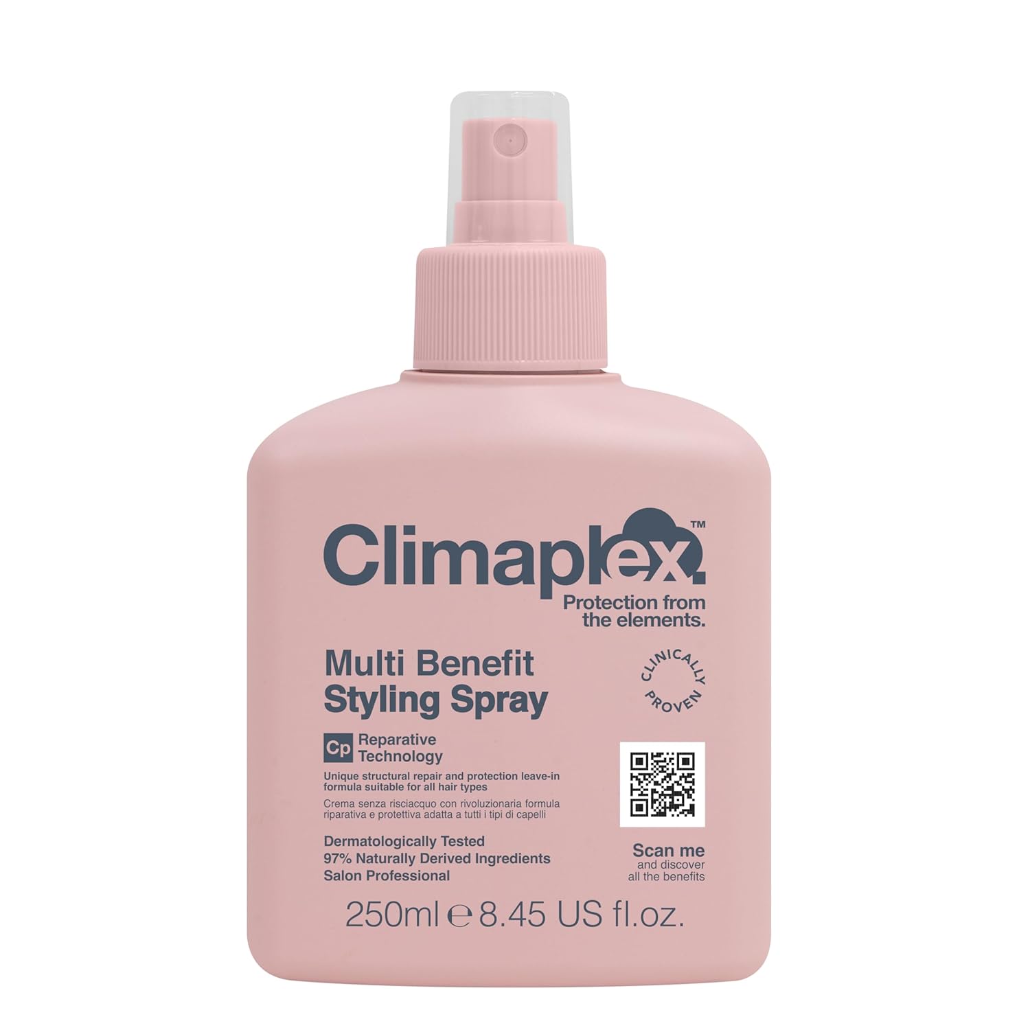 Climaplex Spray de peinado multibeneficio  Control de encrespamiento antihumedad  Ayuda a fortalecer y prevenir daños por calor  Contiene beneficios