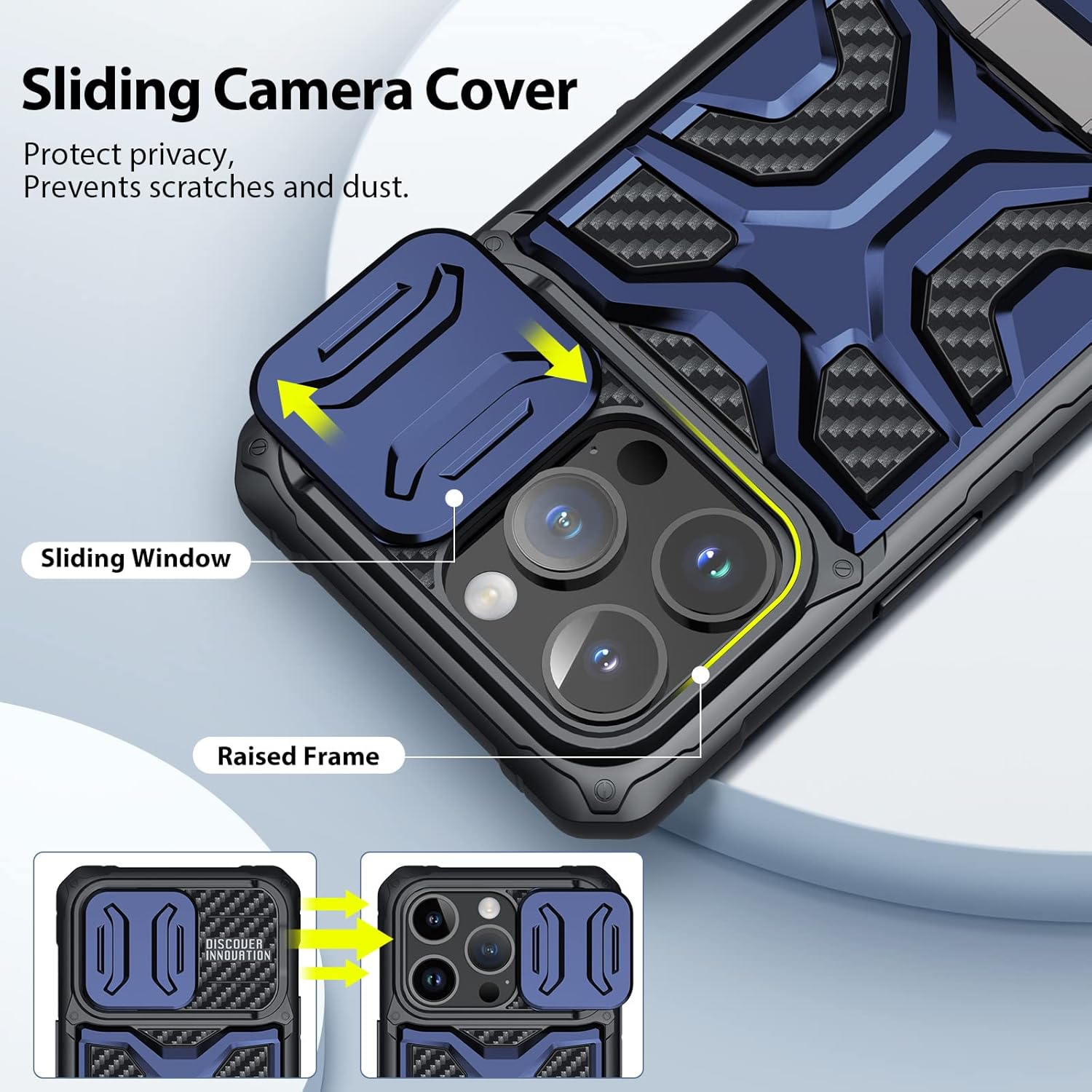 Nillkin Funda para iPhone 14 Pro con soporte invisible compatible con MagSafe Funda para cámara deslizante, protección contra caídas de grado