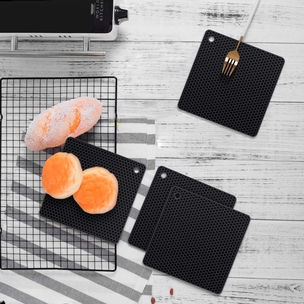 Yolife – Juego de 4 salvamanteles de silicona, almohadillas calientes, paquete de 4 salvamanteles multiusos, resistente al calor para platos
