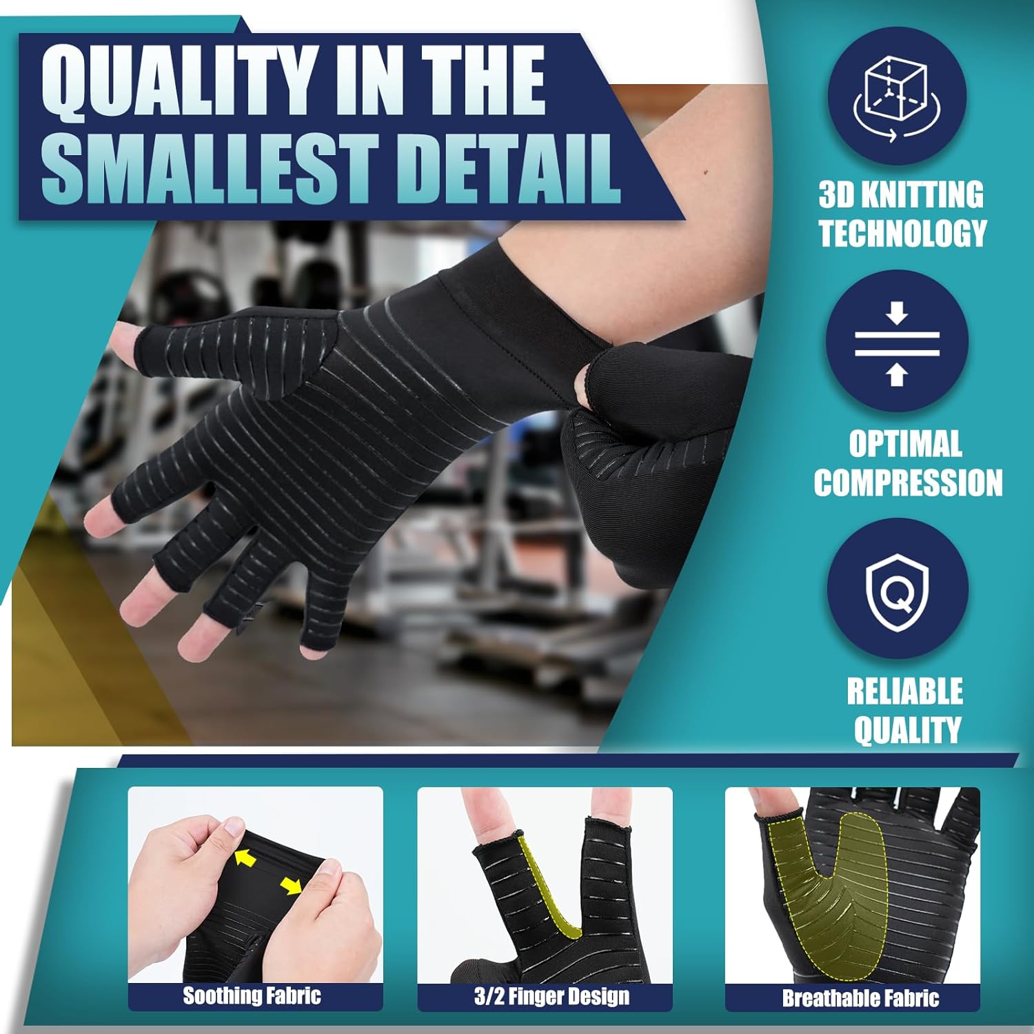 DRNAIETY Guantes de compresión para artritis de cobre, guantes de artritis para hombres y mujeres, alivian el reumatoide de manos, RSI, dolor en las
