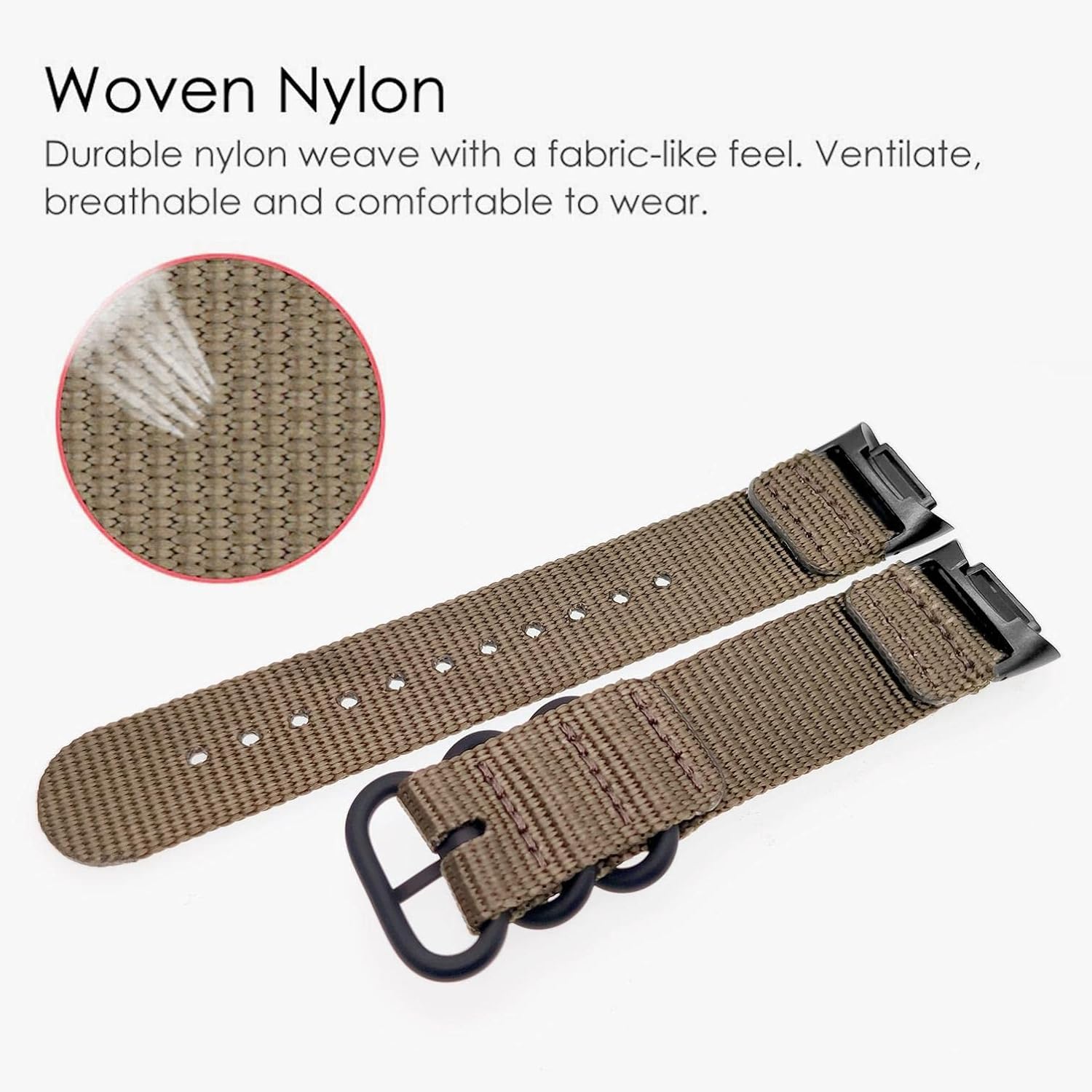 Abanen Bandas de nailon para Fitbit Charge 6  Charge 5, correa de nailon tejido de secado rápido con cierre de anillo de acero inoxidable ajustable