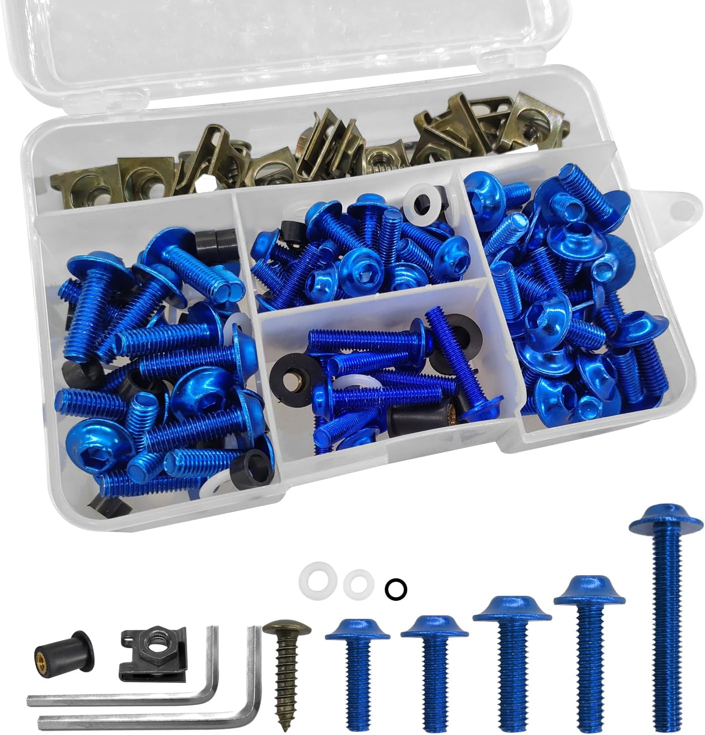 Kit de pernos de carenado de 177 piezas, tornillos para parabrisas de motocicleta M5 M6, tornillos universales de carenado de motocicleta, tornillos