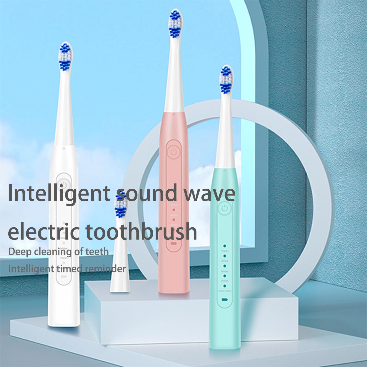 Adulto Cepillo de dientes eléctrico para niños, 6 cepillos de dientes eléctricos de limpieza profunda con 5 modos, carga rápida durante 4 horas,