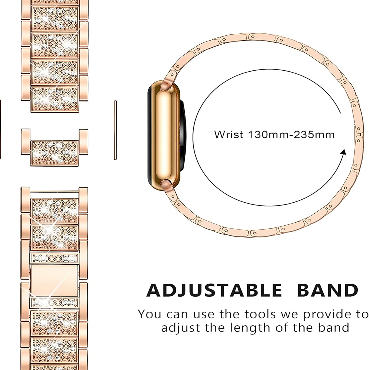 Compatible con correas de reloj inteligente Mindrose, Lamshaw de liberación rápida para mujer, joyería de metal con diamantes brillantes, correa de