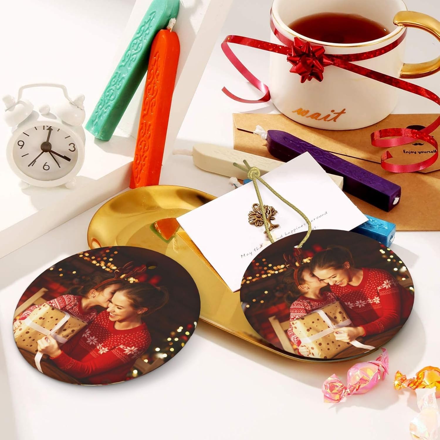 Adornos de Navidad personalizados de cerámica, nuestro primer árbol de Navidad colgante 2023, decoración de regalo para Navidad, regalo