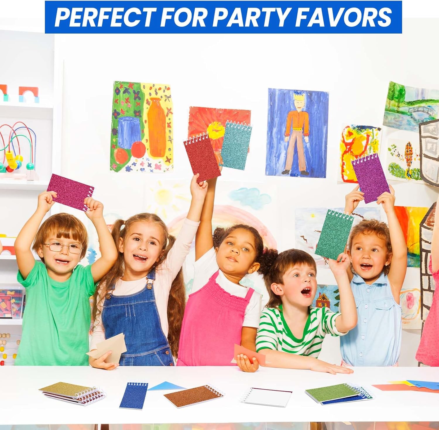 Geyee Bloc de notas pequeño de prisma a granel, bloc de notas de bolsillo, mini cuadernos de Navidad con purpurina para niños, recuerdos de fiesta,