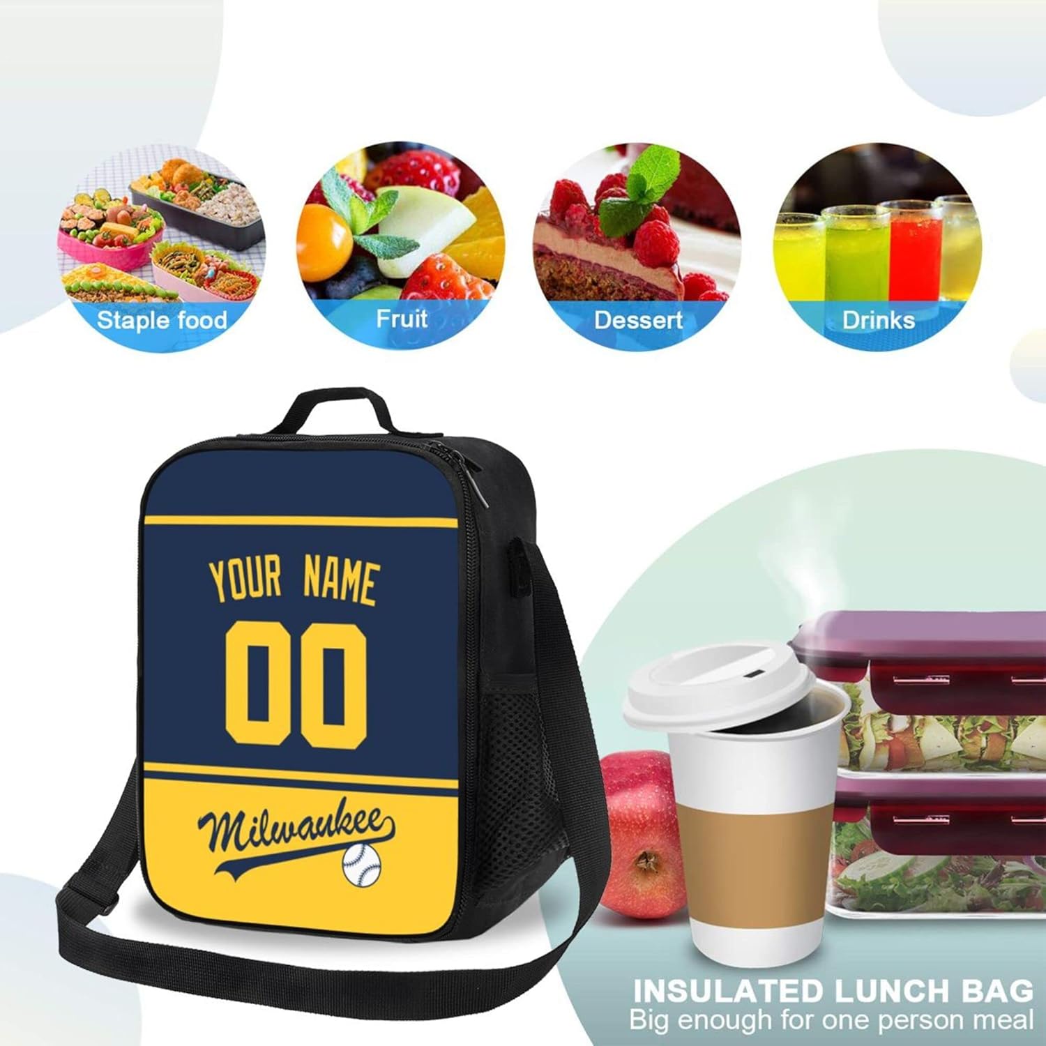 Milwaukee – Lonchera térmica personalizada con cualquier nombre y cualquier número, regalos personalizados para niños, hombres y mujeres