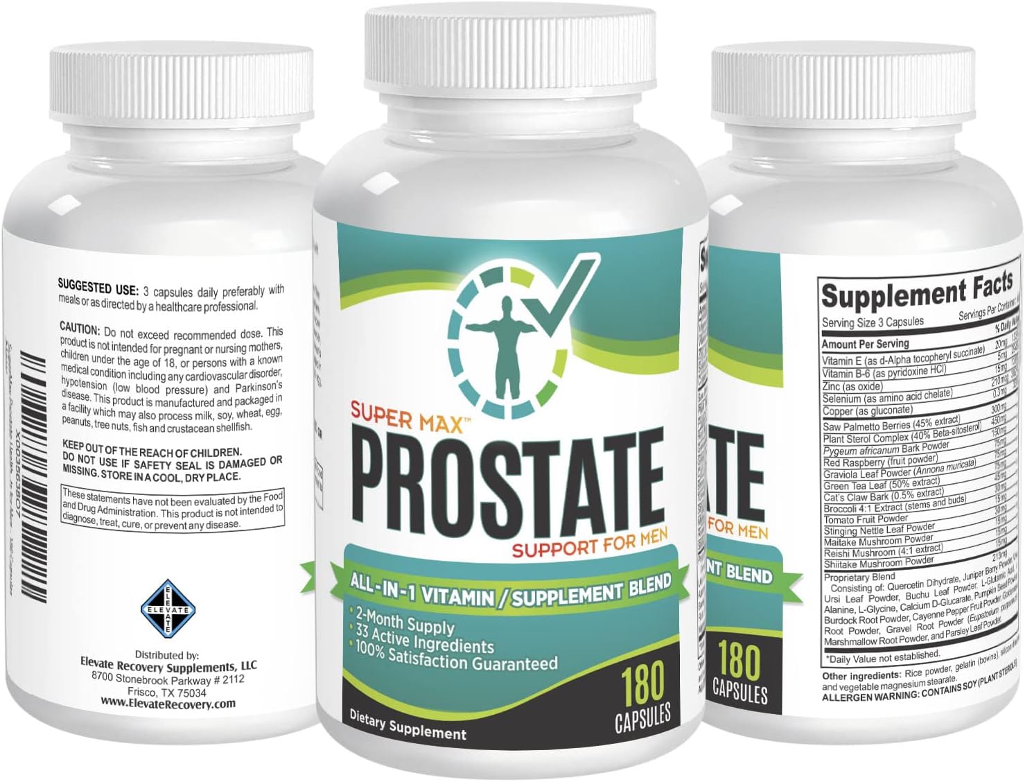 Suplemento de apoyo para la salud de la próstata de 2 meses con 33 ingredientes activos – Suplementos de próstata para hombres – Pastillas de