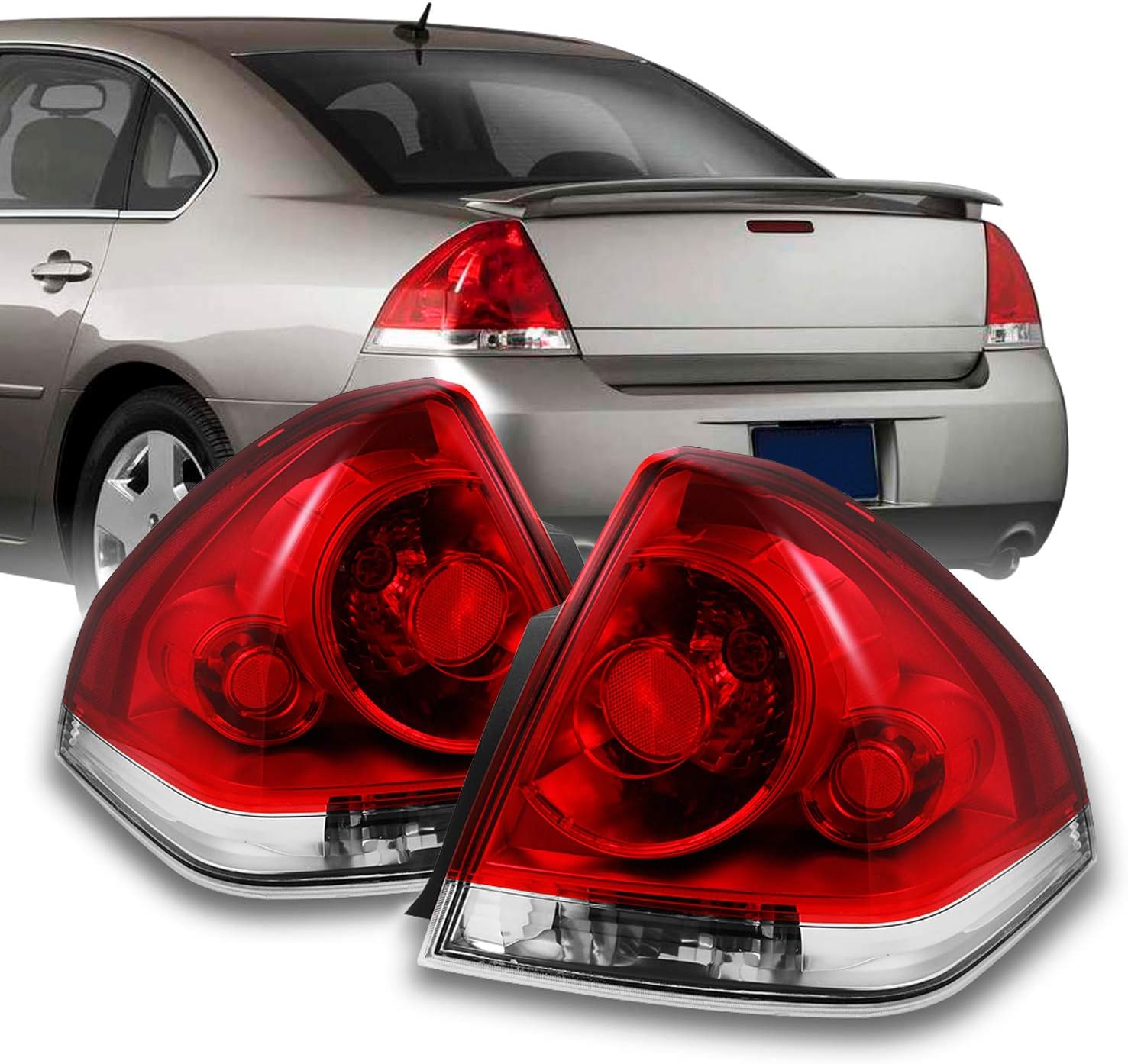 AKKON – Para Chevy Impala de repuesto de luces traseras rojas transparentes para conductorpasajero, par nuevo